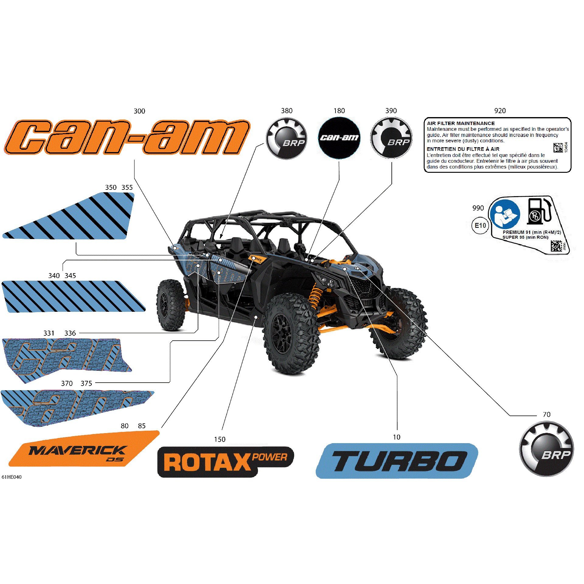 An Image of a Genuine Can-Am Parts Schematic Diagram showing the schematic - BODY - DECALS