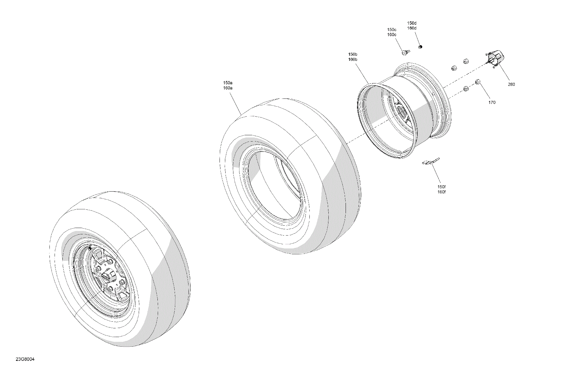 An Image of a Genuine Can-Am Parts Schematic Diagram showing the schematic - DRIVE - REAR WHEELS