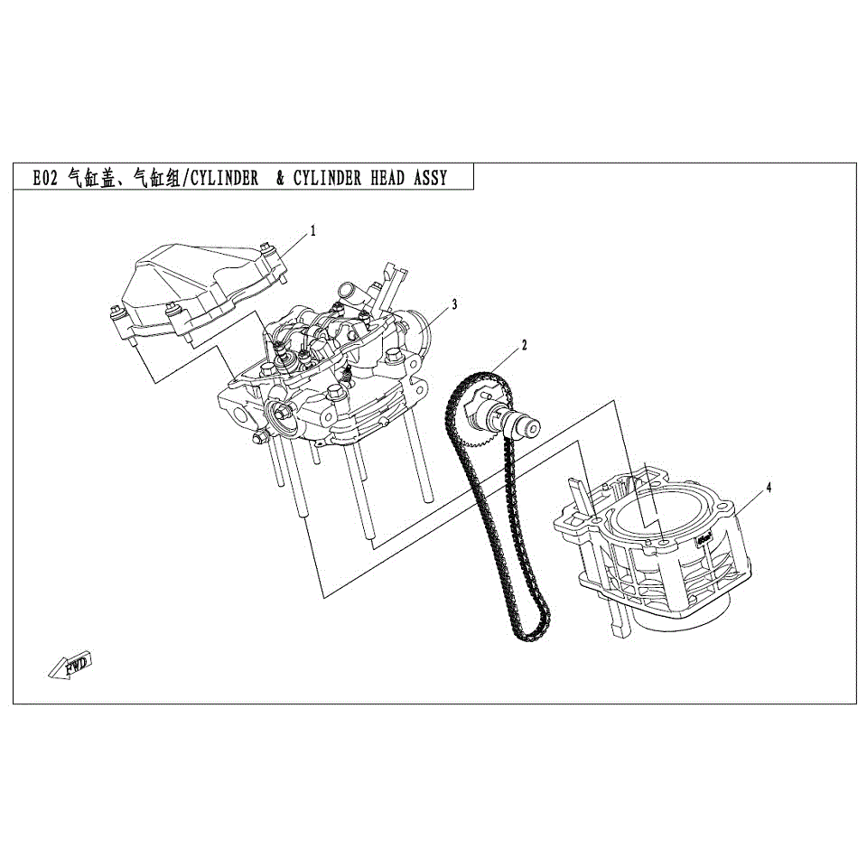 An Image of a genuine CFMOTO Parts Schematic Diagram showing the group - CYLINDER/CYLINDER HEAD ASSY - 2017 CFMOTO CFORCE 500 S