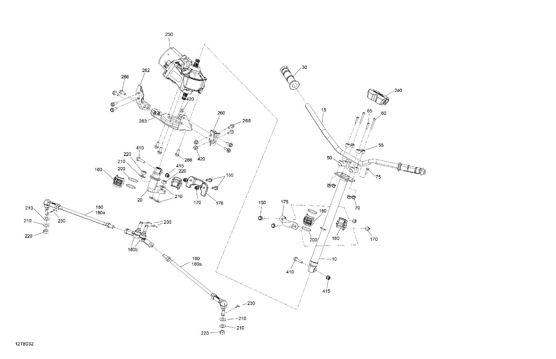 An Image of a Genuine Can-Am Parts Schematic Diagram showing the schematic - MECHANIC - STEERING
