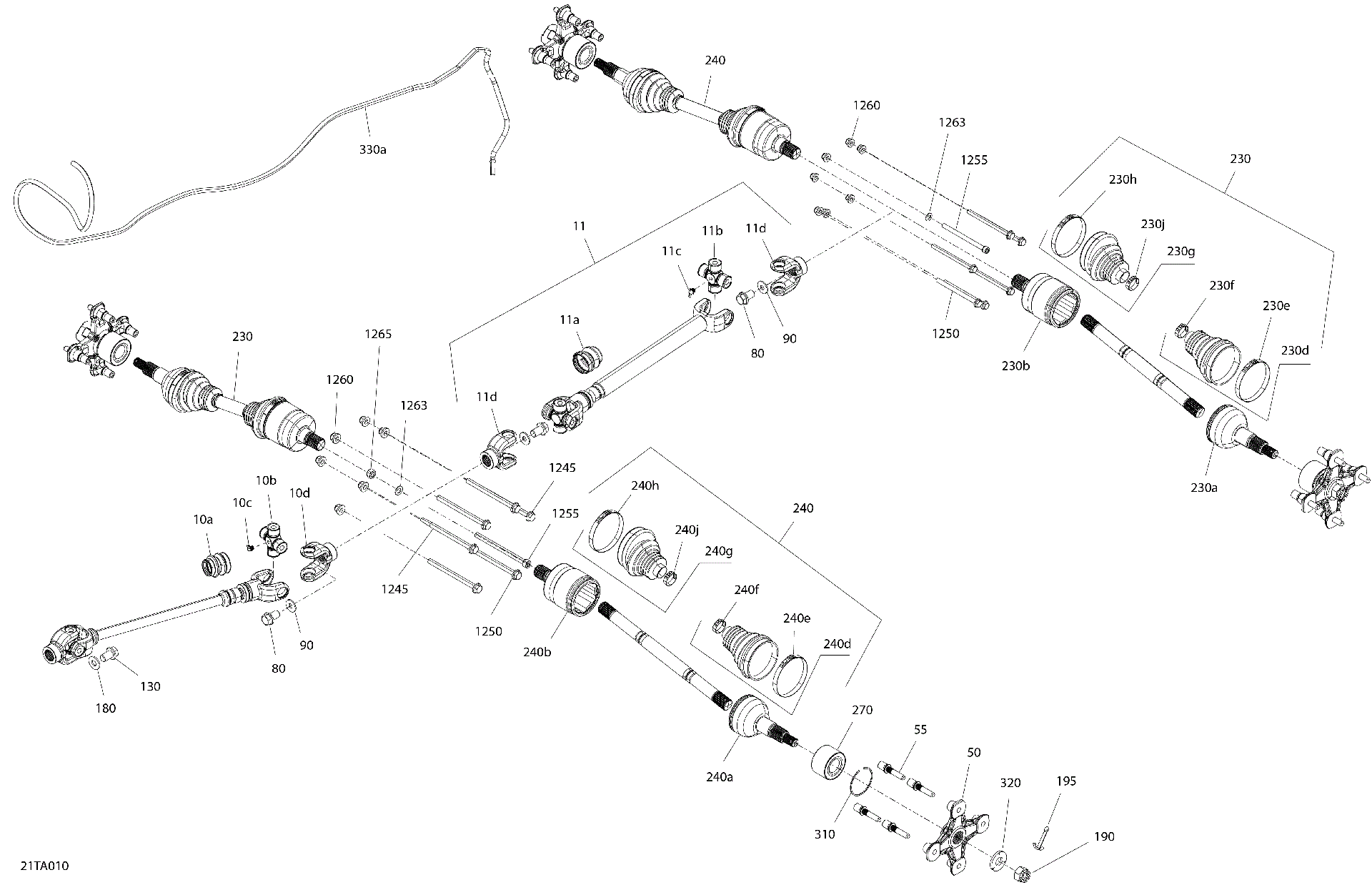 An Image of a Genuine Can-Am Parts Schematic Diagram showing the schematic - DRIVE - REAR SECTION - COMMON PARTS