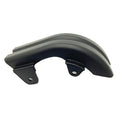 Black curved rear sprocket cover with two mounting brackets and bolt holes.