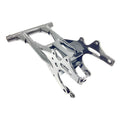 Black metal swing arm with multiple mounting points and sleek angular design for youth offroad ATVs.