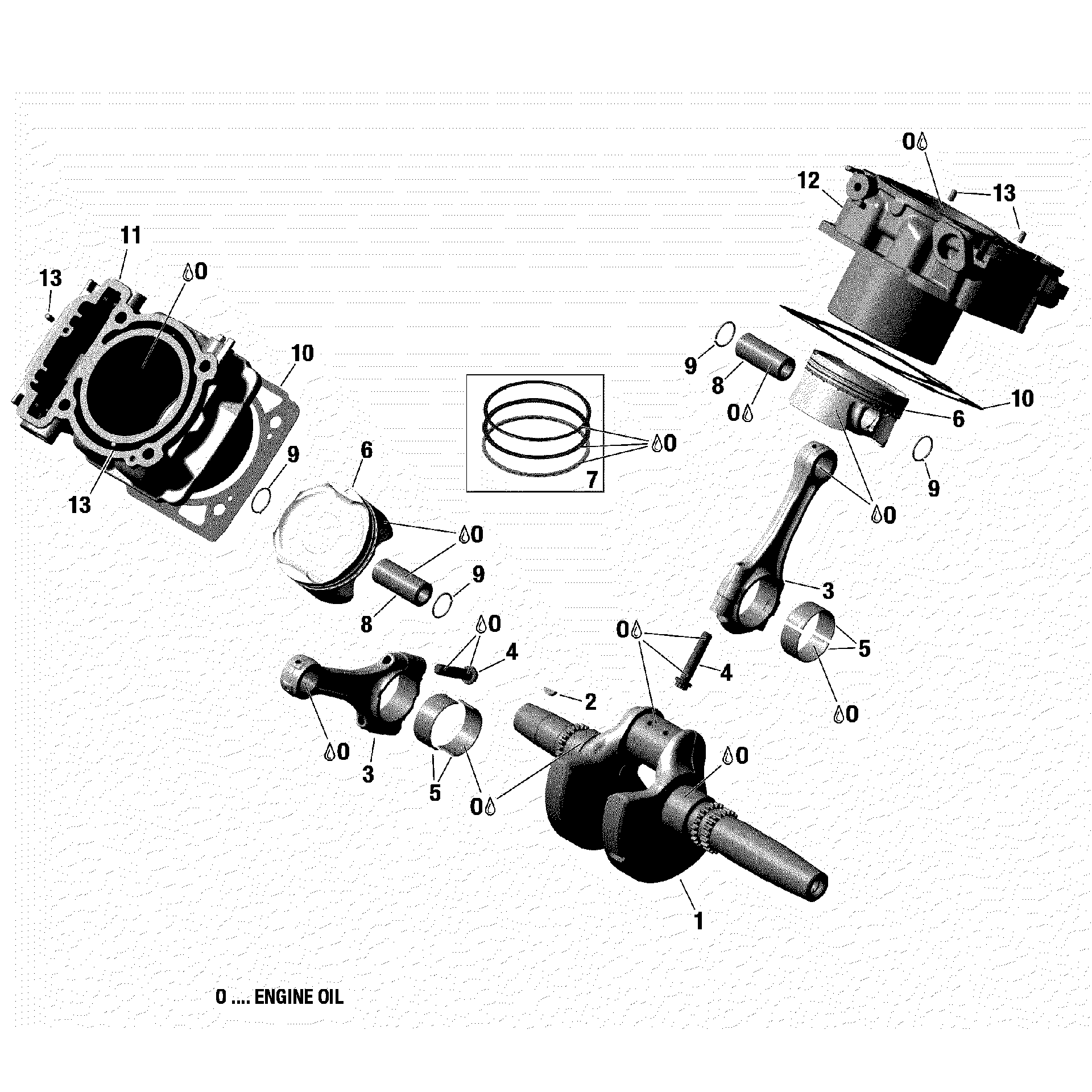 An Image of a Genuine Can-Am Parts Schematic Diagram showing the schematic - ROTAX - CRANKSHAFT PISTON AND CYLINDER