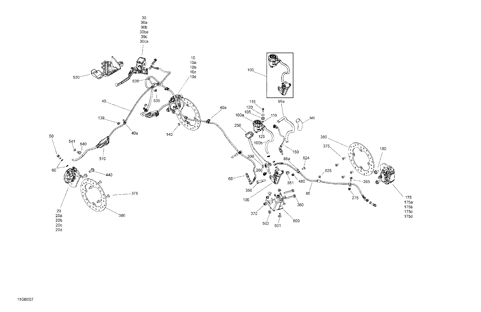 An Image of a Genuine Can-Am Parts Schematic Diagram showing the schematic - MECHANIC - BRAKE SYSTEM