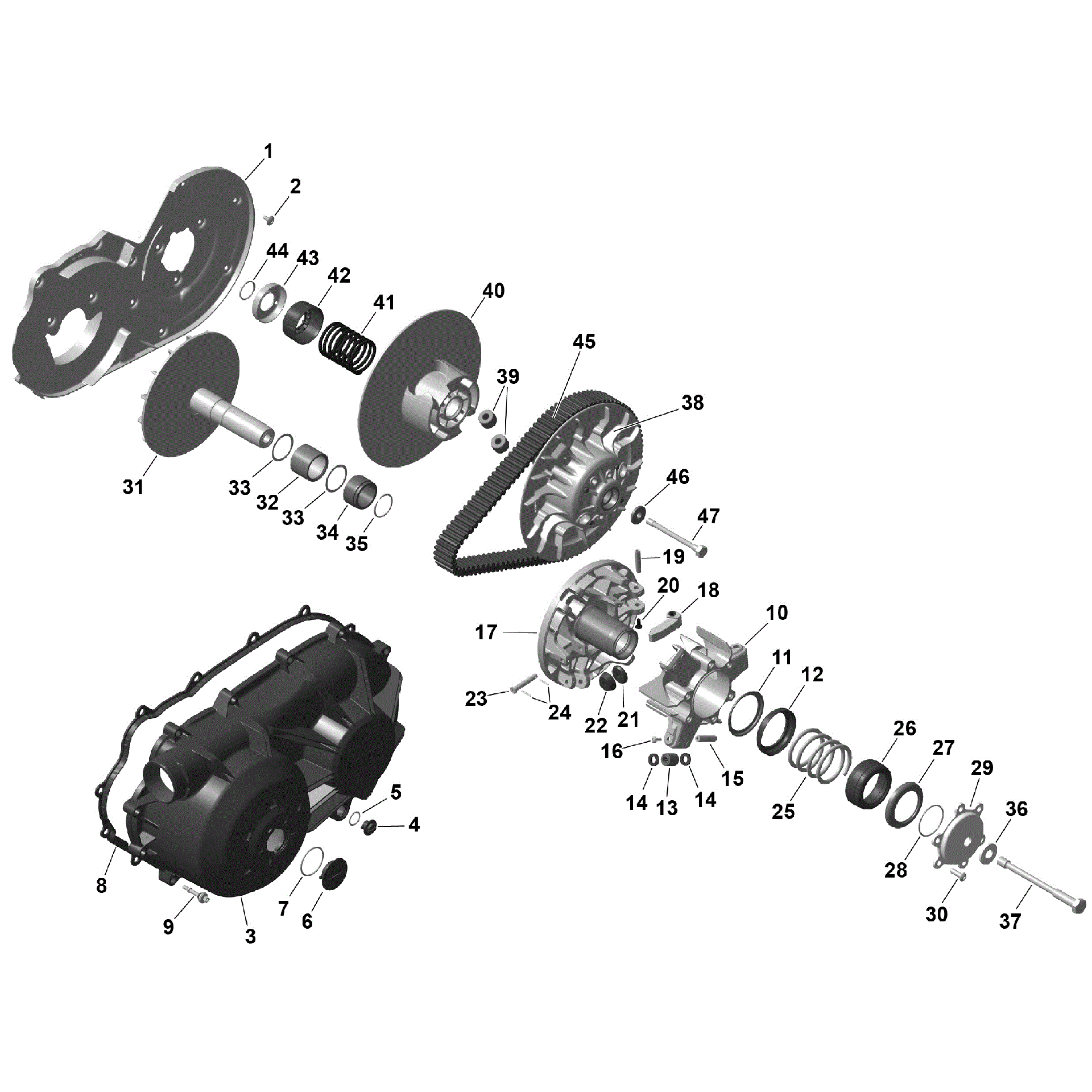 An Image of a Genuine Can-Am Parts Schematic Diagram showing the schematic - ROTAX - CVT