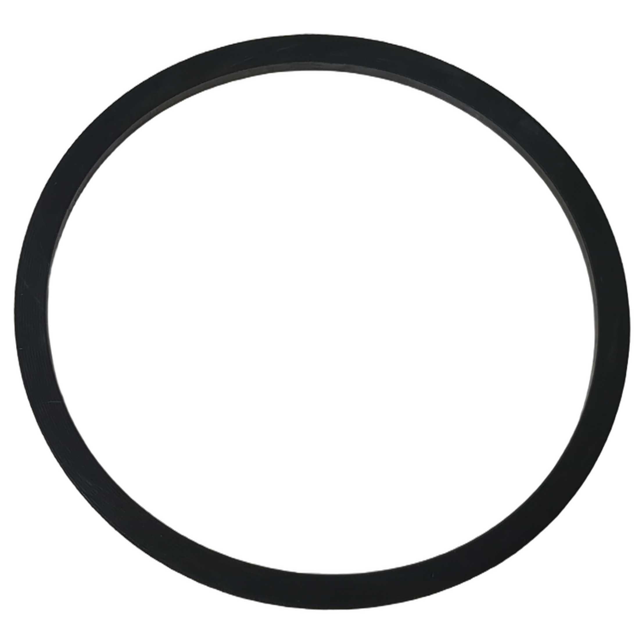 Black circular rubber seal gasket for fuel pump, smooth and flexible material.