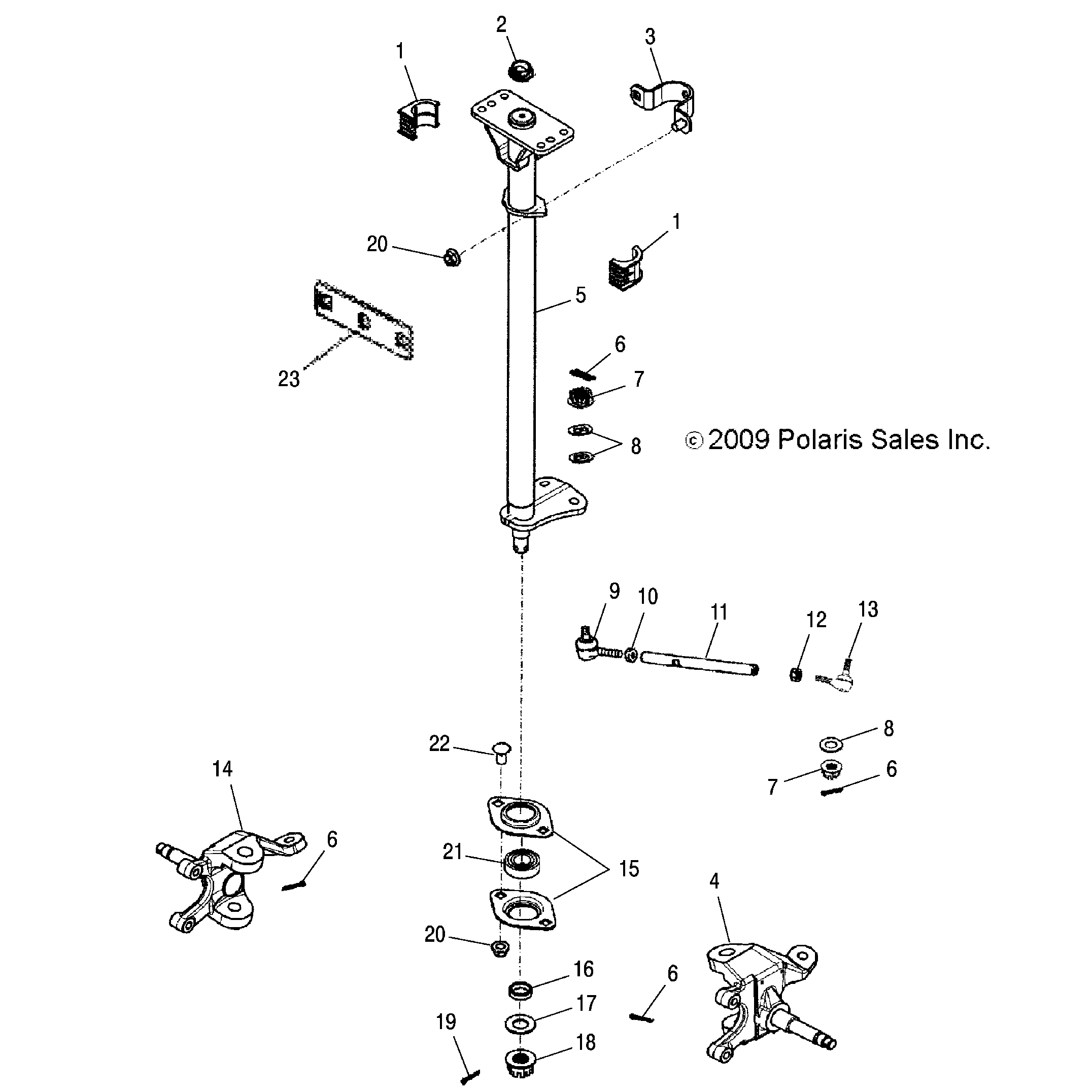 An Image of a Genuine Polaris Parts Schematic Diagram showing the schematic - STEERING: STEERING POST and TIE RODS - 2015 POLARIS PHOENIX 200