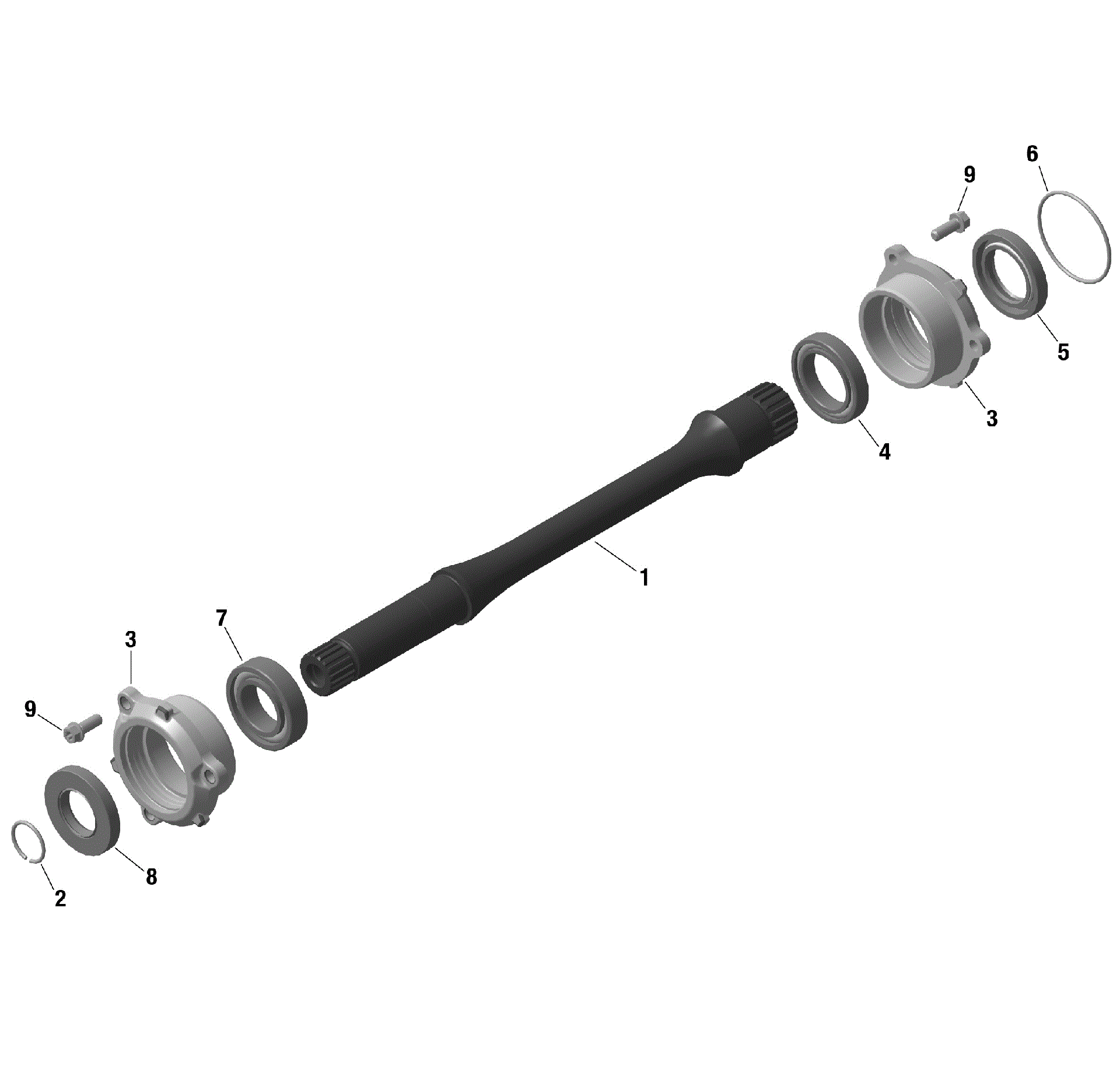An Image of a Genuine Can-Am Parts Schematic Diagram showing the schematic - ROTAX - DRIVE SHAFT