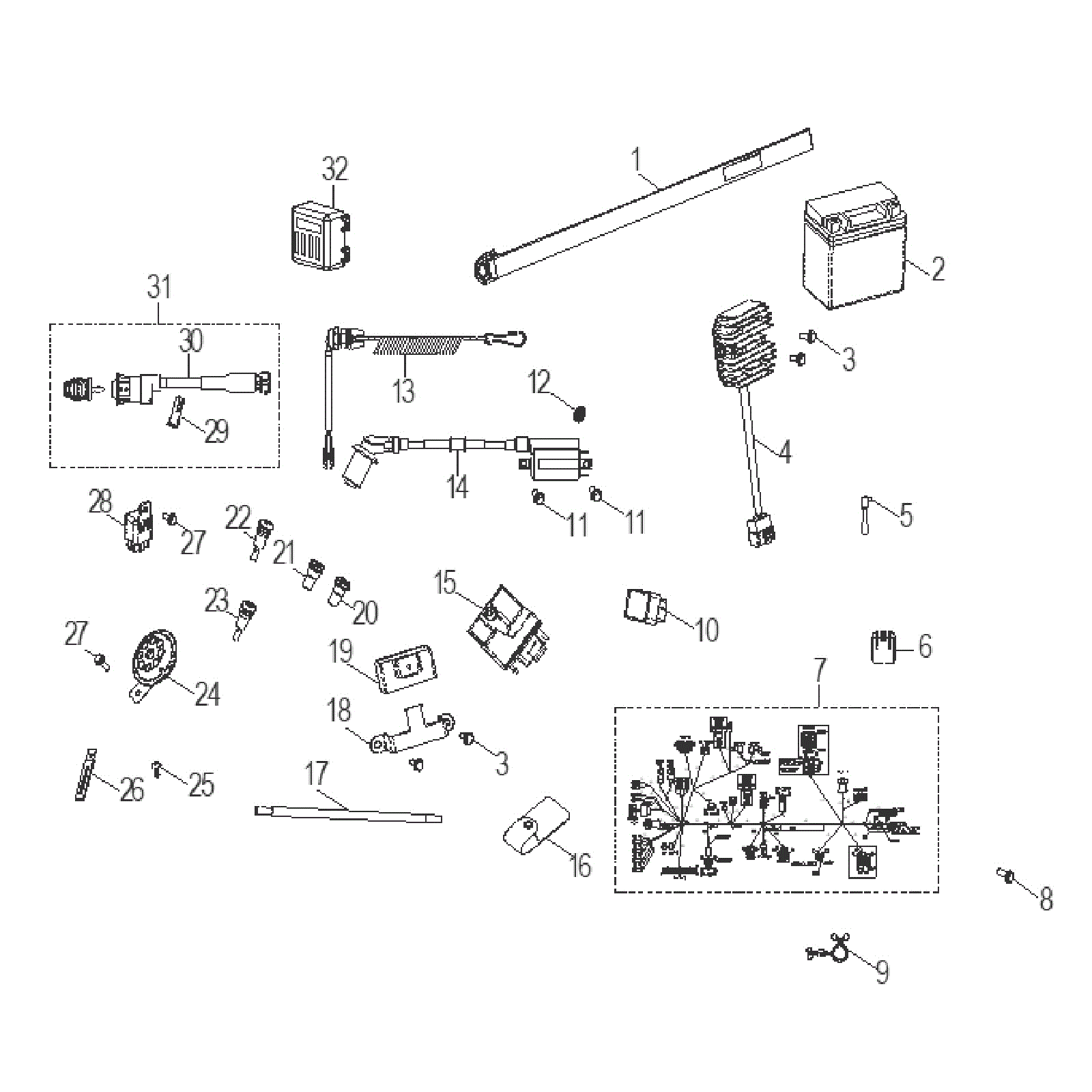 An Image of a Genuine Polaris Parts Schematic Diagram showing the schematic - ELECTRICAL: SWITCHES HARNESS and INDICATORS - 2022 POLARIS OUTLAW 110
