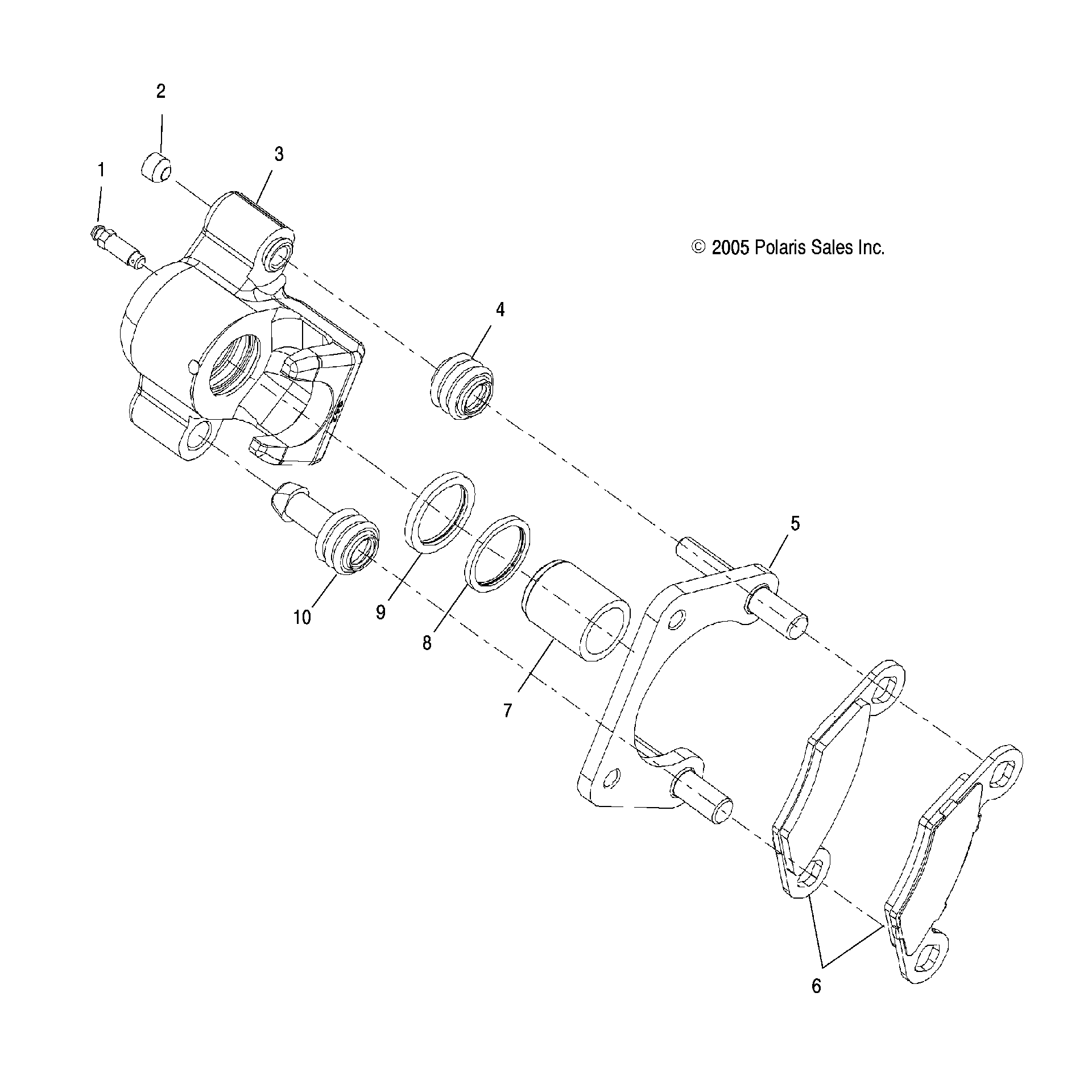 An Image of a Genuine Polaris Parts Schematic Diagram showing the schematic - BRAKES: REAR CALIPER - 2018 POLARIS ACE 500 SOHC