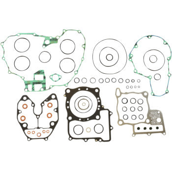 The Honda Complete Gasket Kit by Athena includes gaskets in various shapes, sizes, and colors with multiple holes and patterns, all displayed on a white background—ideal for a range of engine rebuild components.