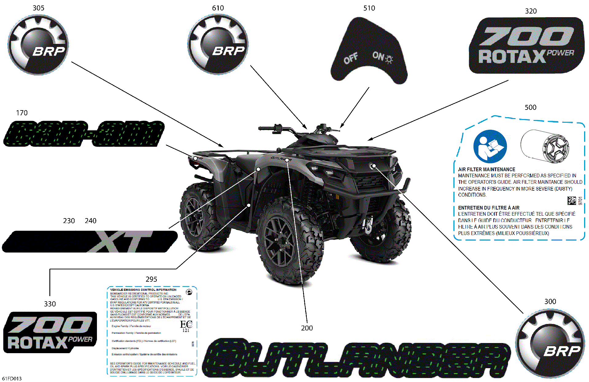 An Image of a Genuine Can-Am Parts Schematic Diagram showing the schematic - BODY - FEATURE DECALS