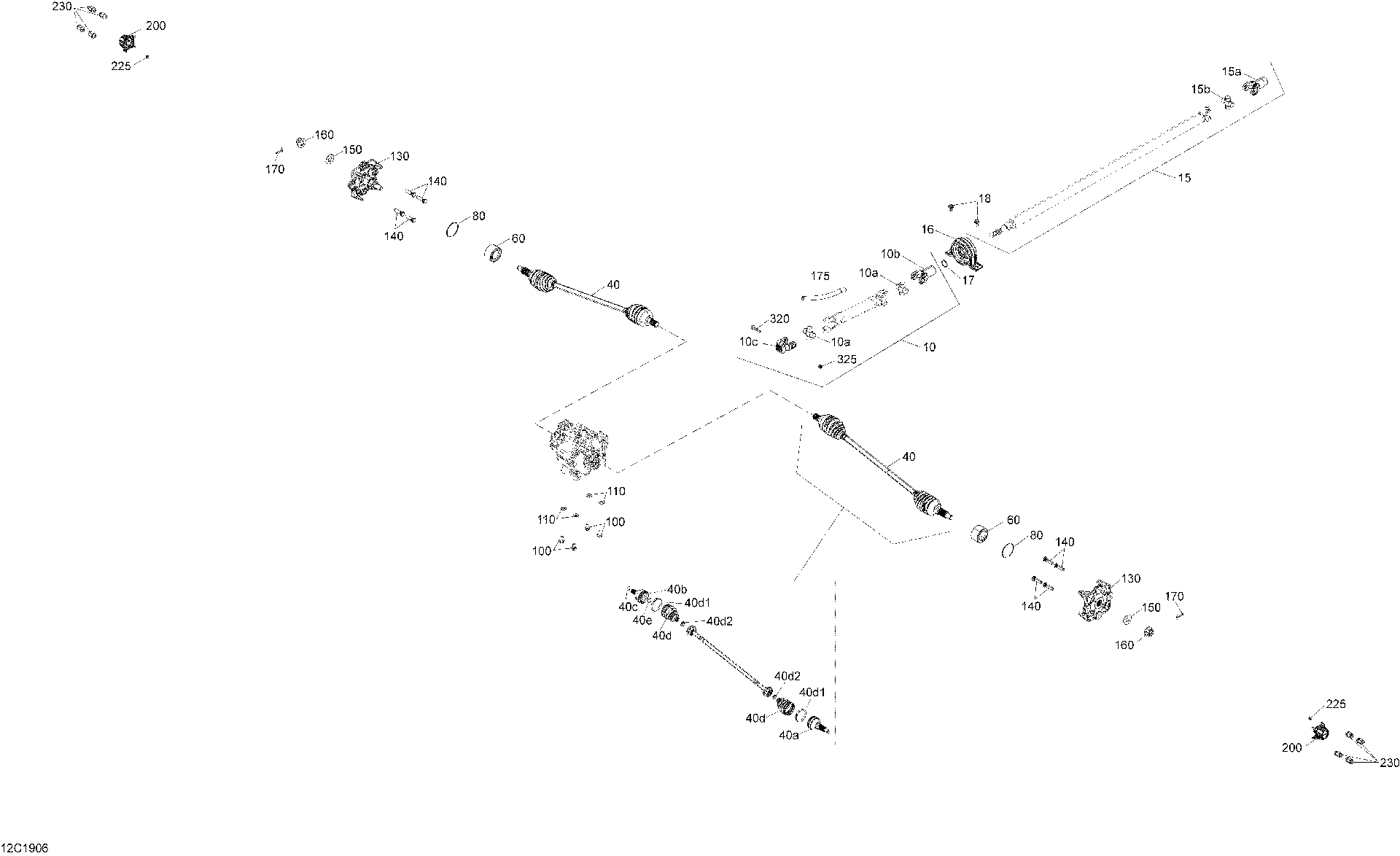 An Image of a Genuine Can-Am Parts Schematic Diagram showing the schematic - FRONT DRIVE - MAIN PARTS - EXCEPT PACKAGE STD