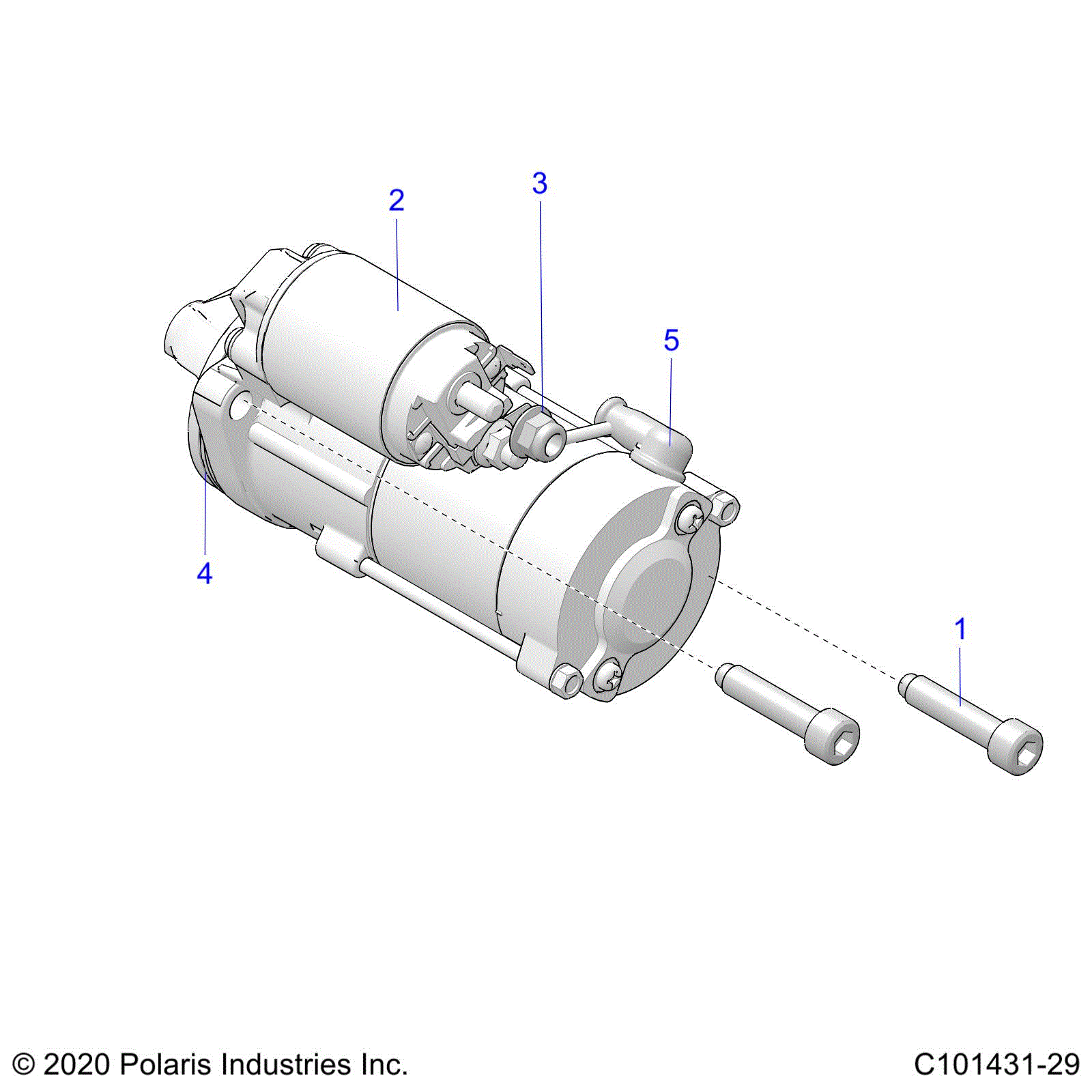 An Image of a Genuine Polaris Parts Schematic Diagram showing the schematic - ENGINE: STARTING SYSTEM - 2024 POLARIS SPORTSMAN XP 1000 48" LE RIDE COMMAND