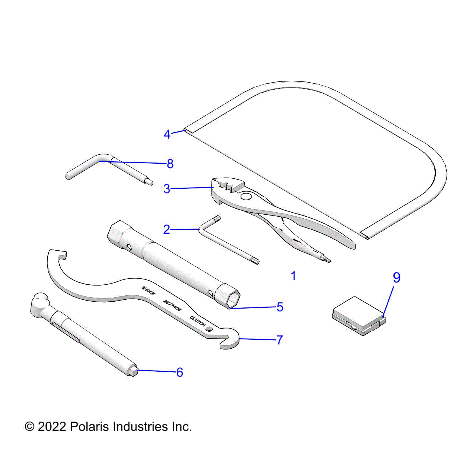 An Image of a Genuine Polaris Parts Schematic Diagram showing the schematic - REFERENCE: TOOL KIT - 2024 POLARIS SPORTSMAN XP 1000 HUNTER EDITION