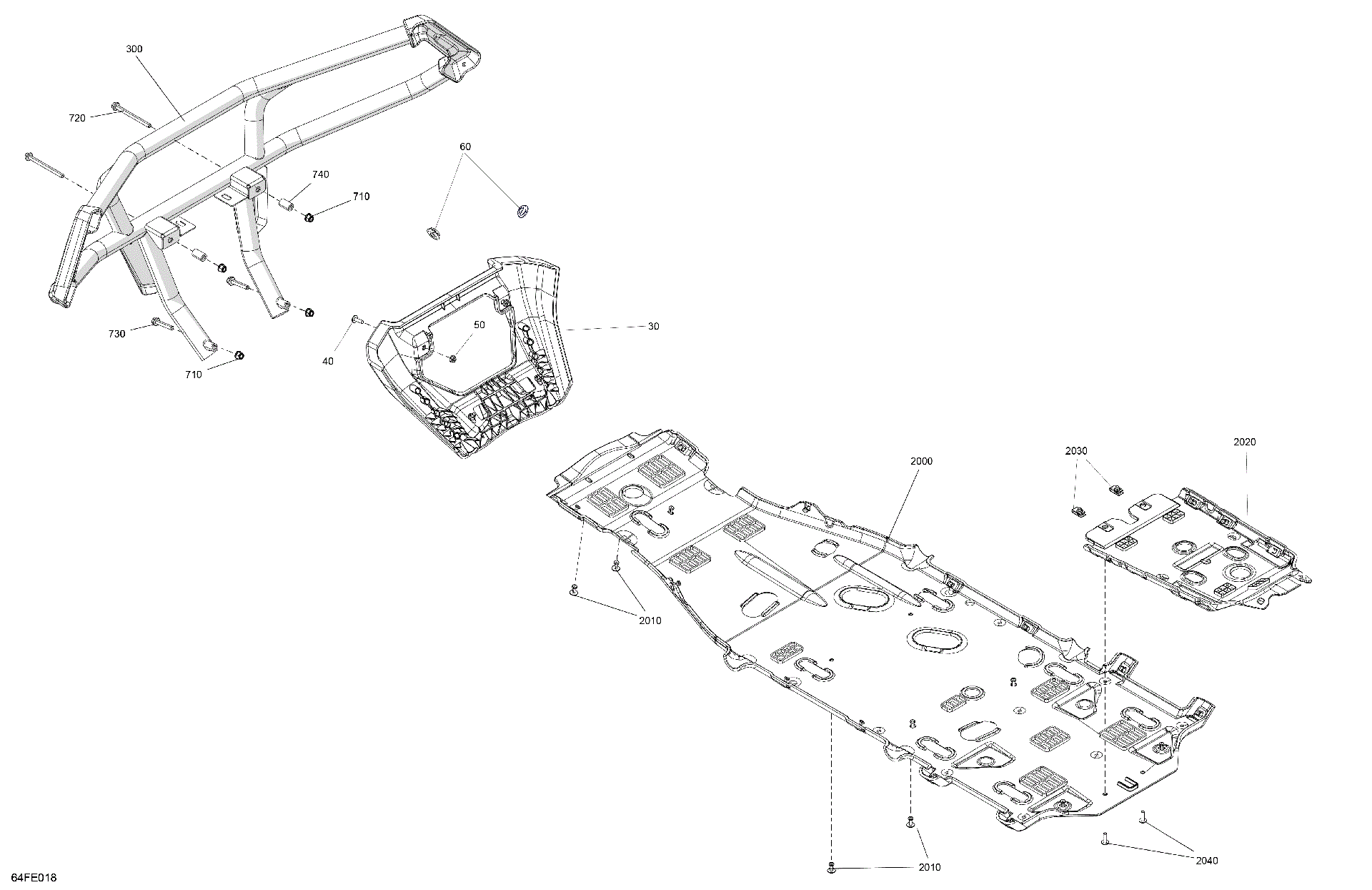 An Image of a Genuine Can-Am Parts Schematic Diagram showing the schematic - BODY - SKID PLATE AND BUMPER