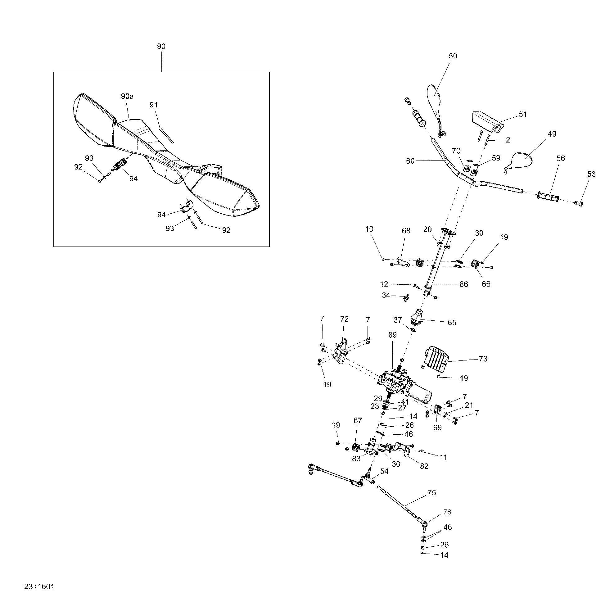An Image of a Genuine Can-Am Parts Schematic Diagram showing the schematic - STEERING - ALL MODELS