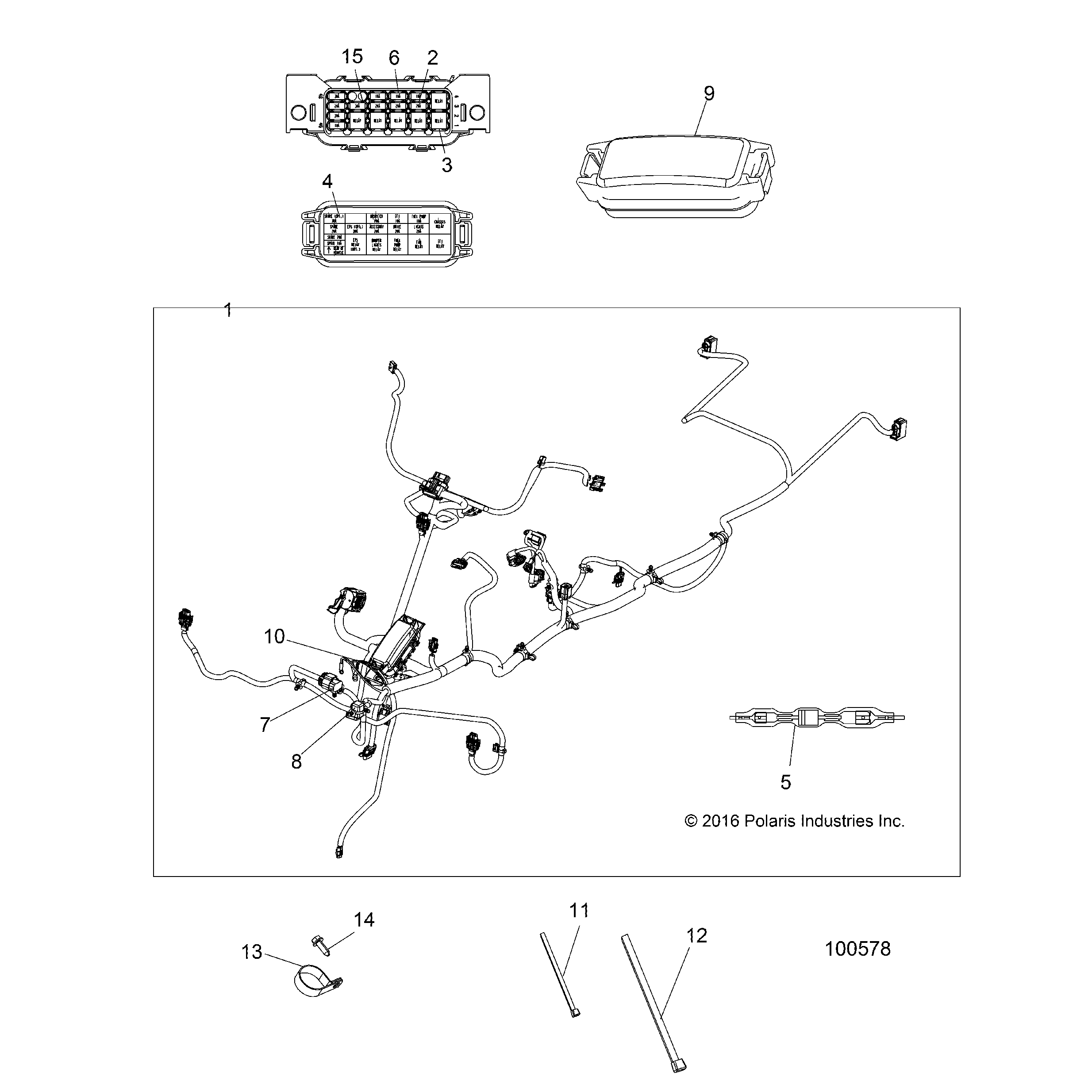 An Image of a Genuine Polaris Parts Schematic Diagram showing the schematic - ELECTRICAL: MAIN WIRE HARNESS - 2017 POLARIS SPORTSMAN 450 HO