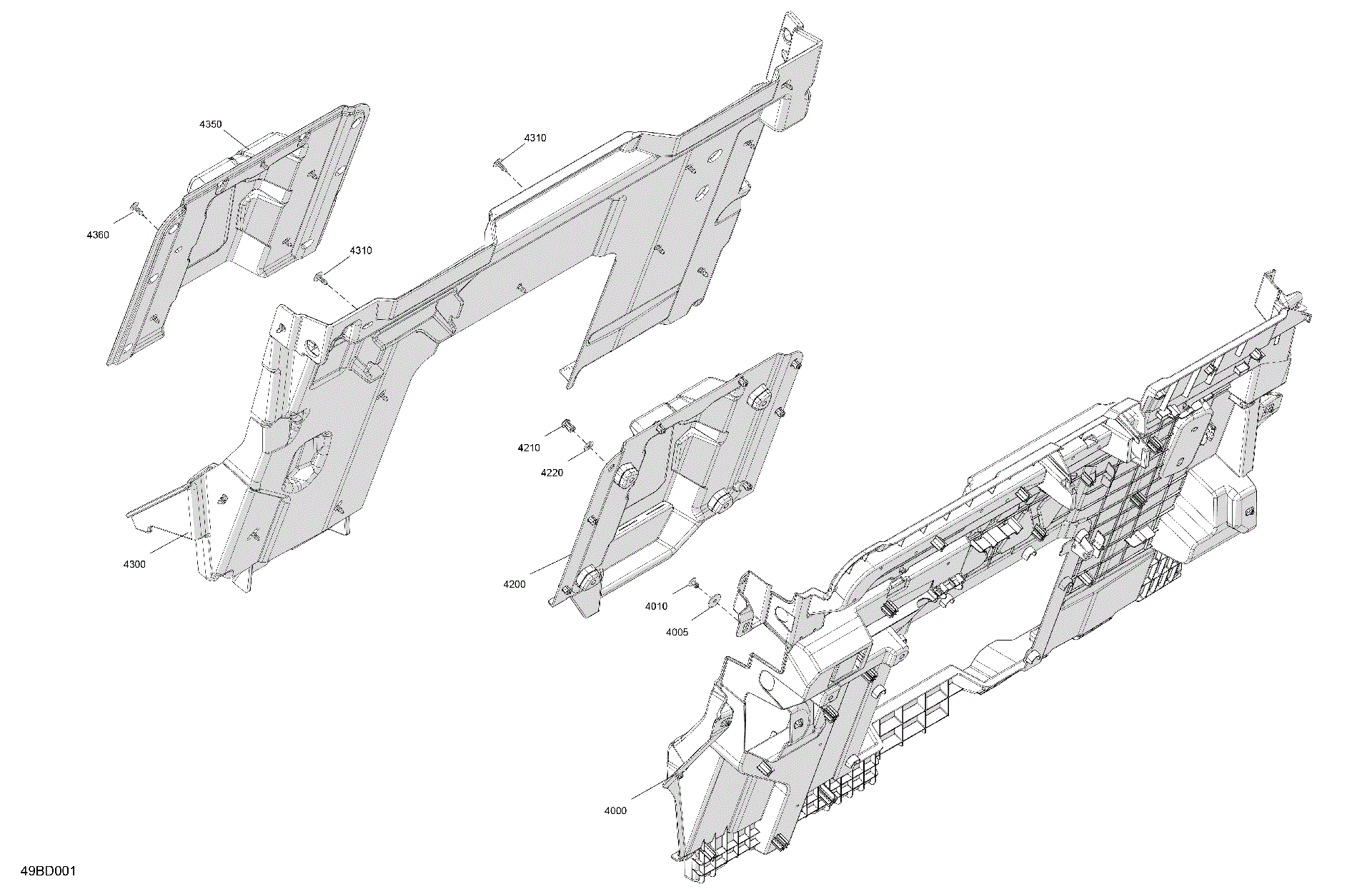 An Image of a Genuine Can-Am Parts Schematic Diagram showing the schematic - CAB INTERIOR - BACK WALL