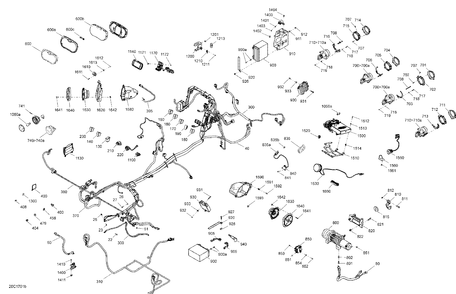An Image of a Genuine Can-Am Parts Schematic Diagram showing the schematic - ELECTRICAL SYSTEM - PACKAGE LTD