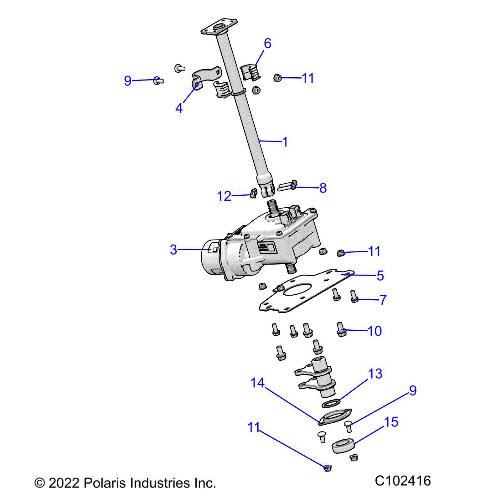 An Image of a Genuine Polaris Parts Schematic Diagram showing the schematic - STEERING: POST - 2025 POLARIS SPORTSMAN TOURING 570 X2 EPS