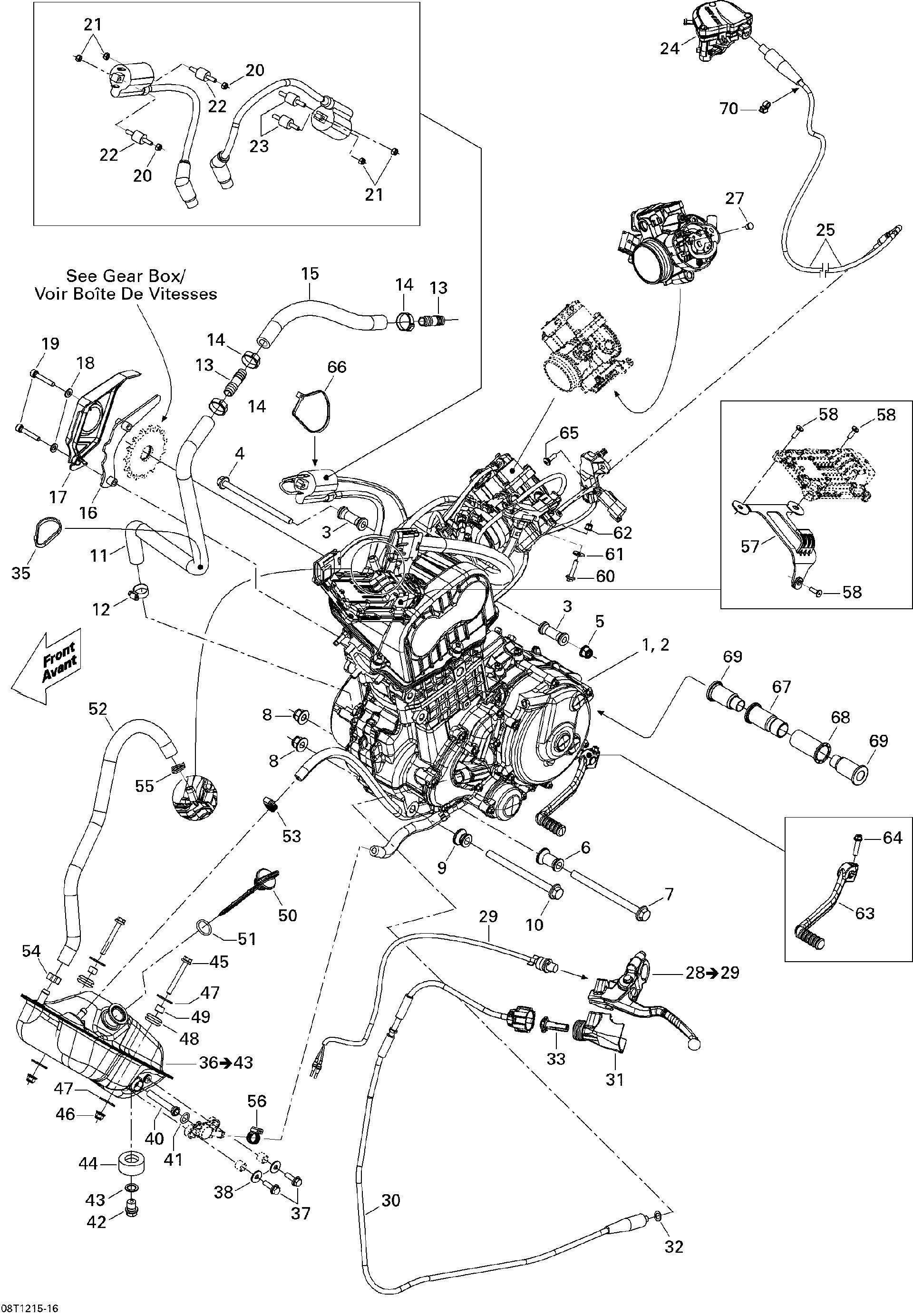 An Image of a Genuine Can-Am Parts Schematic Diagram showing the schematic - ENGINE AND ENGINE SUPPORT