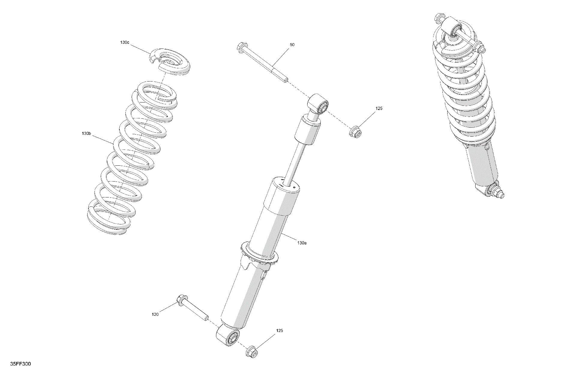 An Image of a Genuine Can-Am Parts Schematic Diagram showing the schematic - SUSPENSION - FRONT SHOCKS