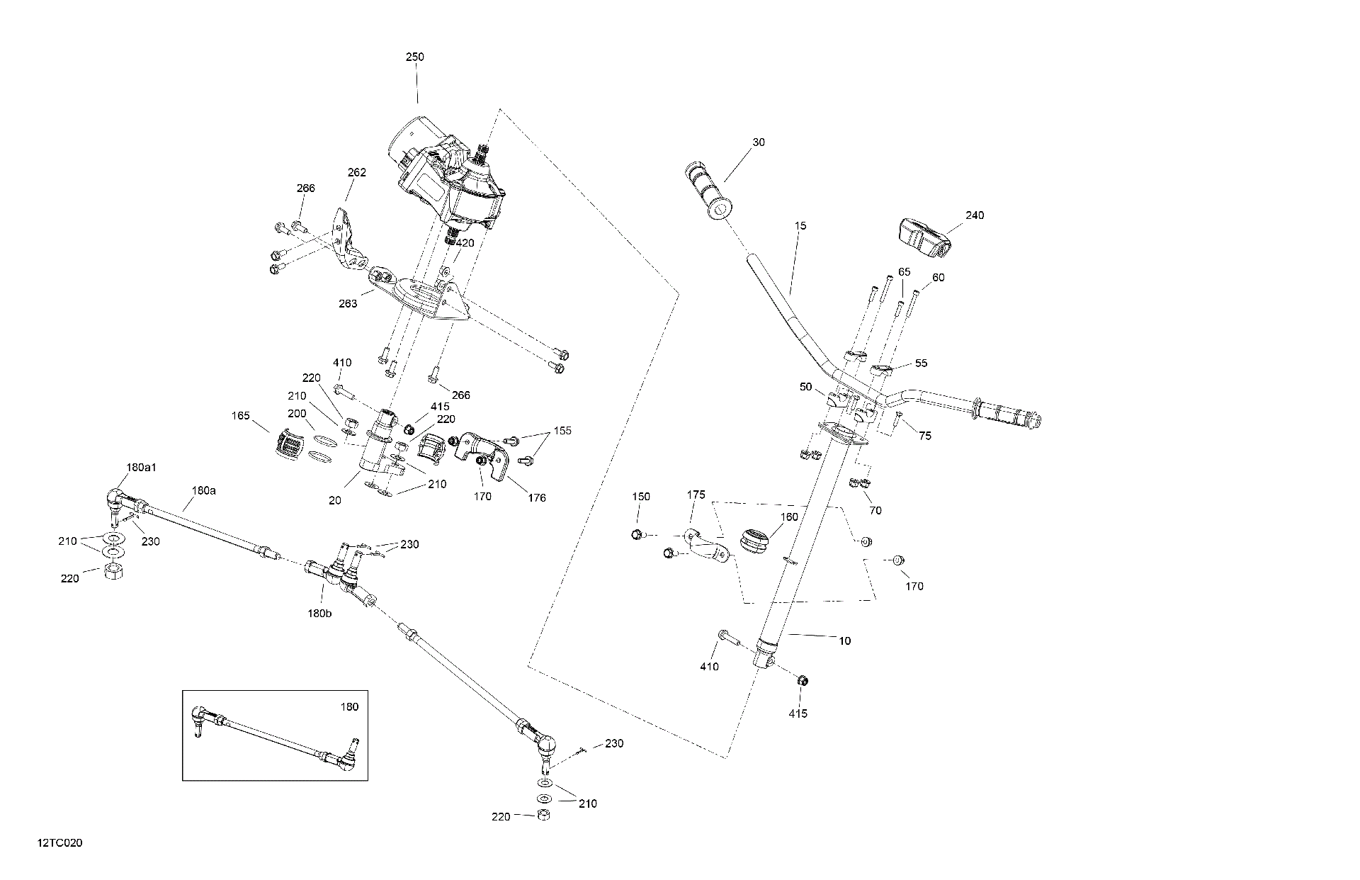 An Image of a Genuine Can-Am Parts Schematic Diagram showing the schematic - MECHANIC - STEERING