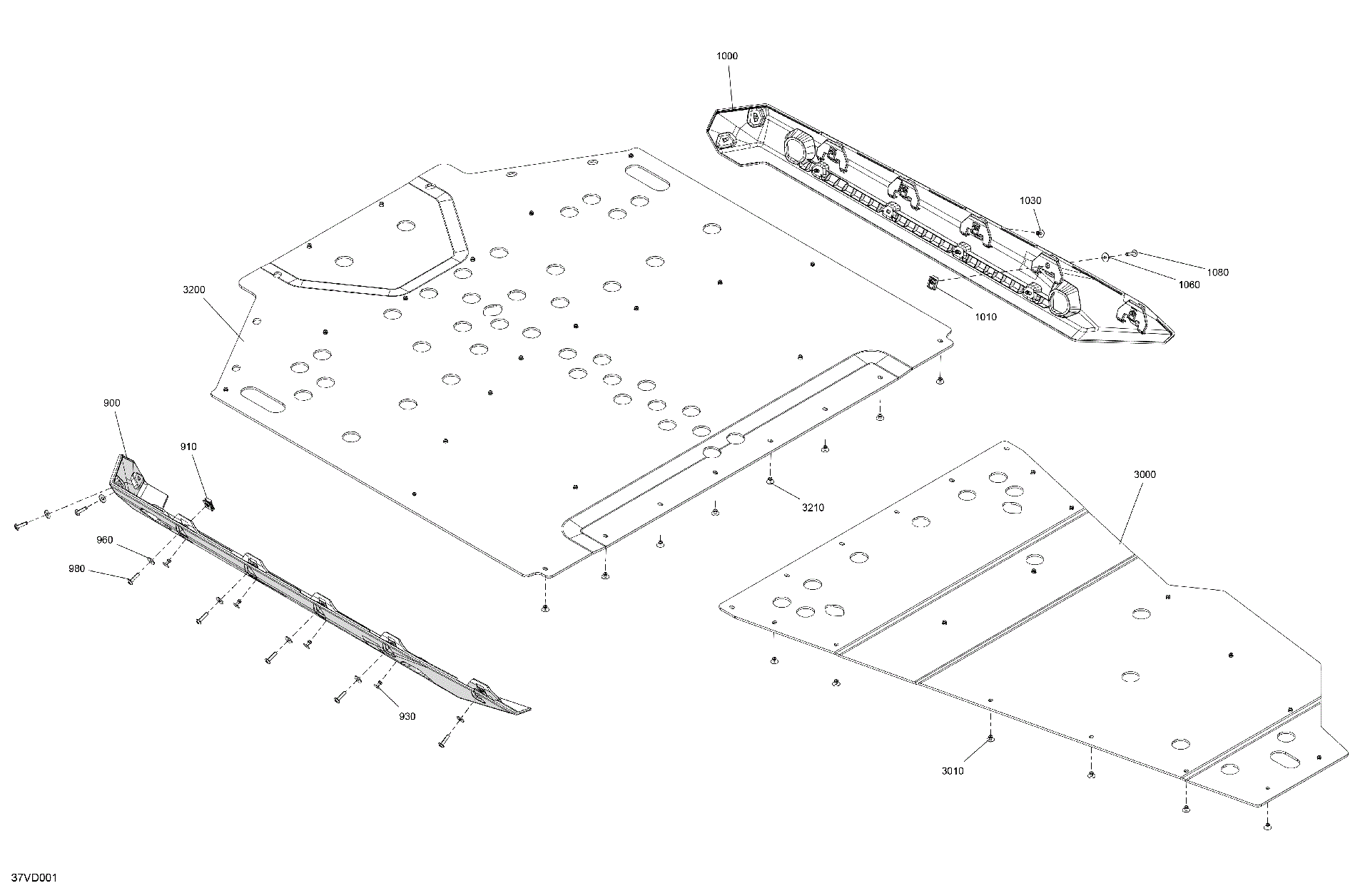 An Image of a Genuine Can-Am Parts Schematic Diagram showing the schematic - BODY - SKID PLATE