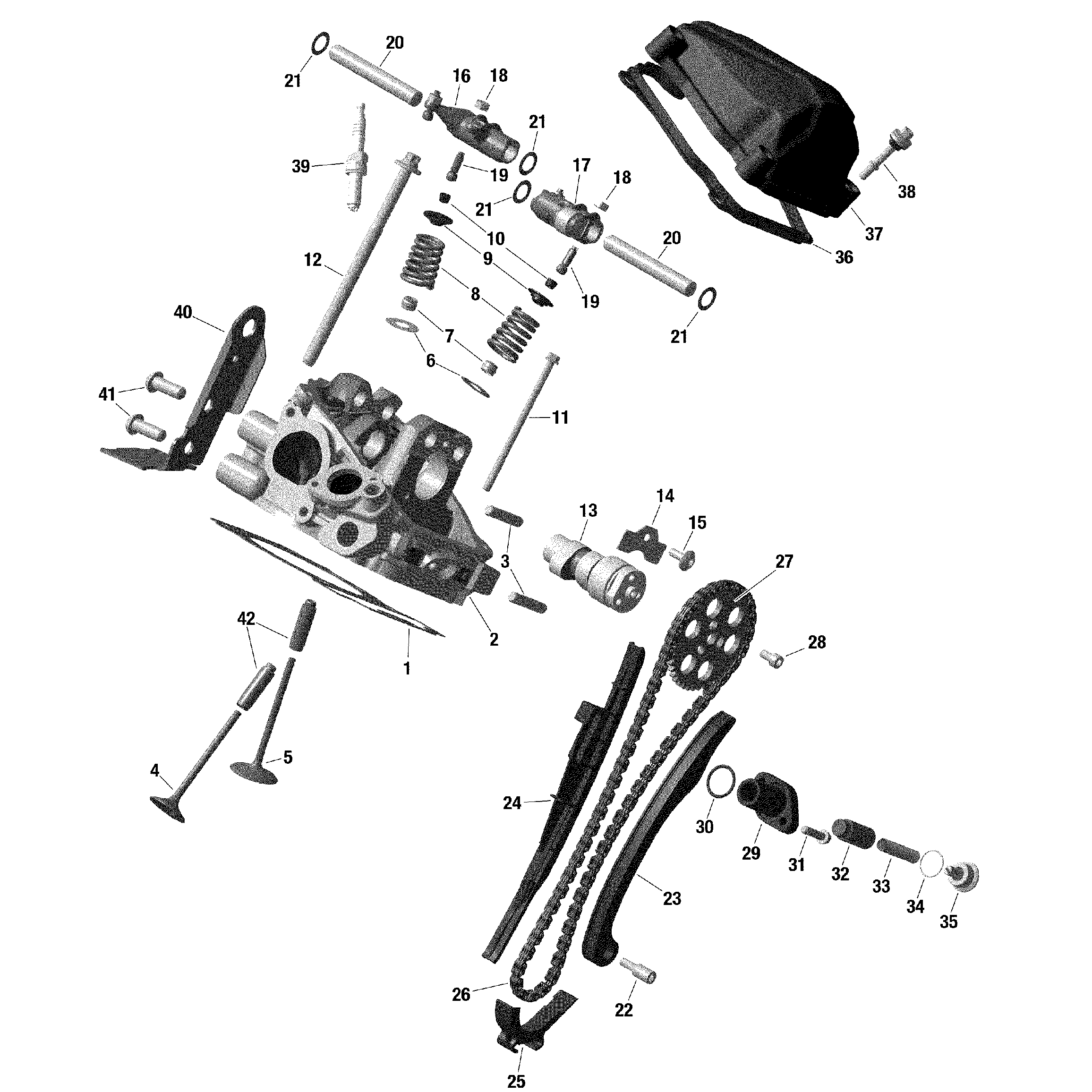An Image of a Genuine Can-Am Parts Schematic Diagram showing the schematic - ROTAX - CYLINDER HEAD REAR