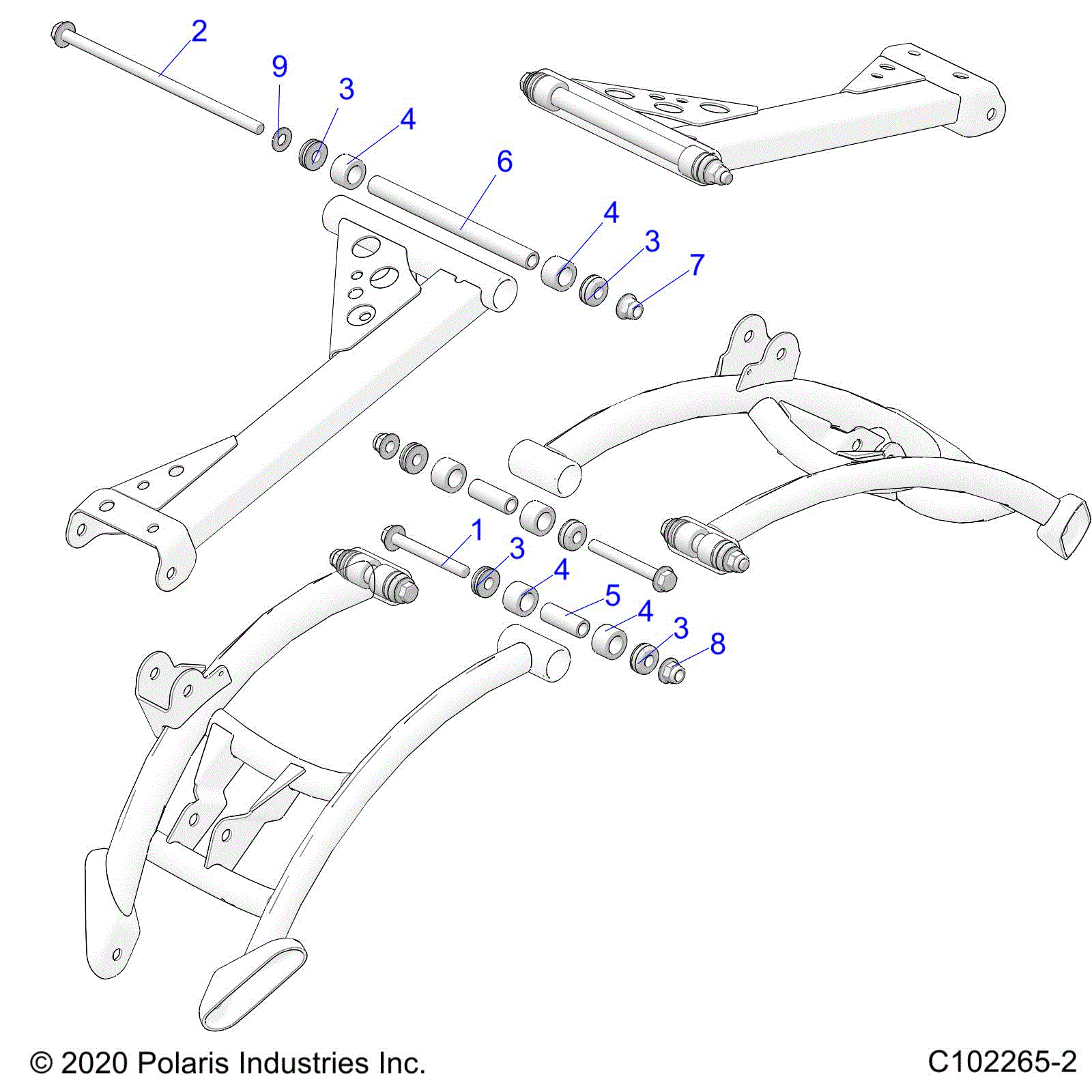 An Image of a Genuine Polaris Parts Schematic Diagram showing the schematic - SUSPENSION: REAR CONTROL ARM MOUNTING - 2026 POLARIS SPORTSMAN 850 TRAIL 49