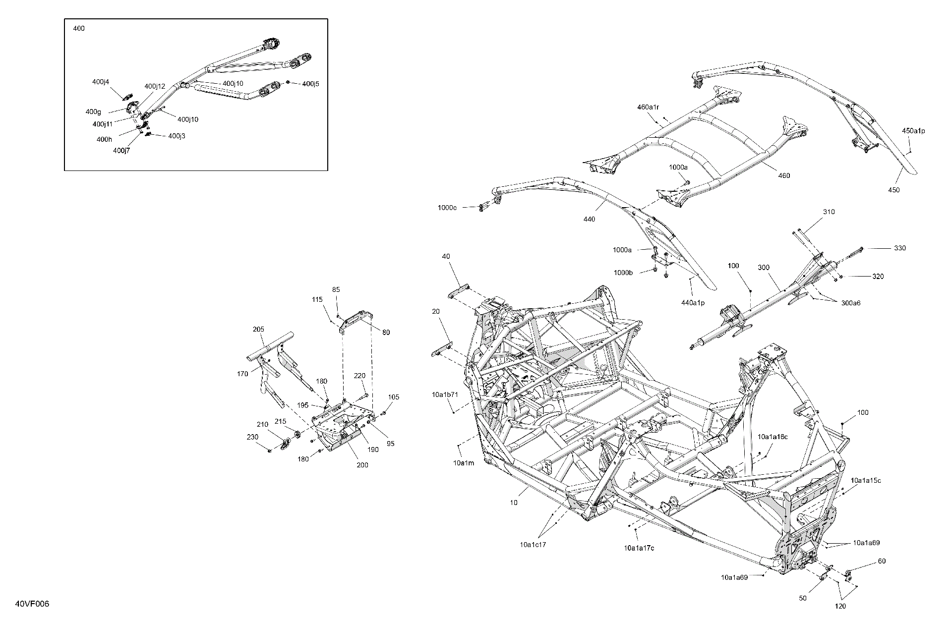 An Image of a Genuine Can-Am Parts Schematic Diagram showing the schematic - FRAME - SYSTEM