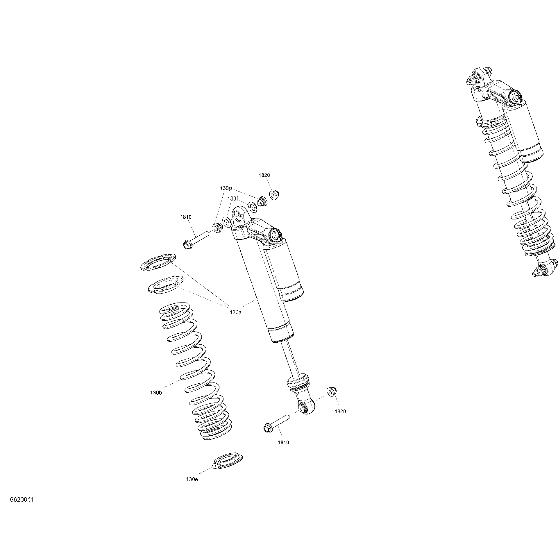 An Image of a Genuine Can-Am Parts Schematic Diagram showing the schematic - REAR SHOCK - LTD