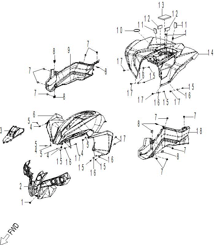 An Image of a Genuine Can-Am Parts Schematic Diagram showing the schematic - BODY - CAB CATALYST GREY