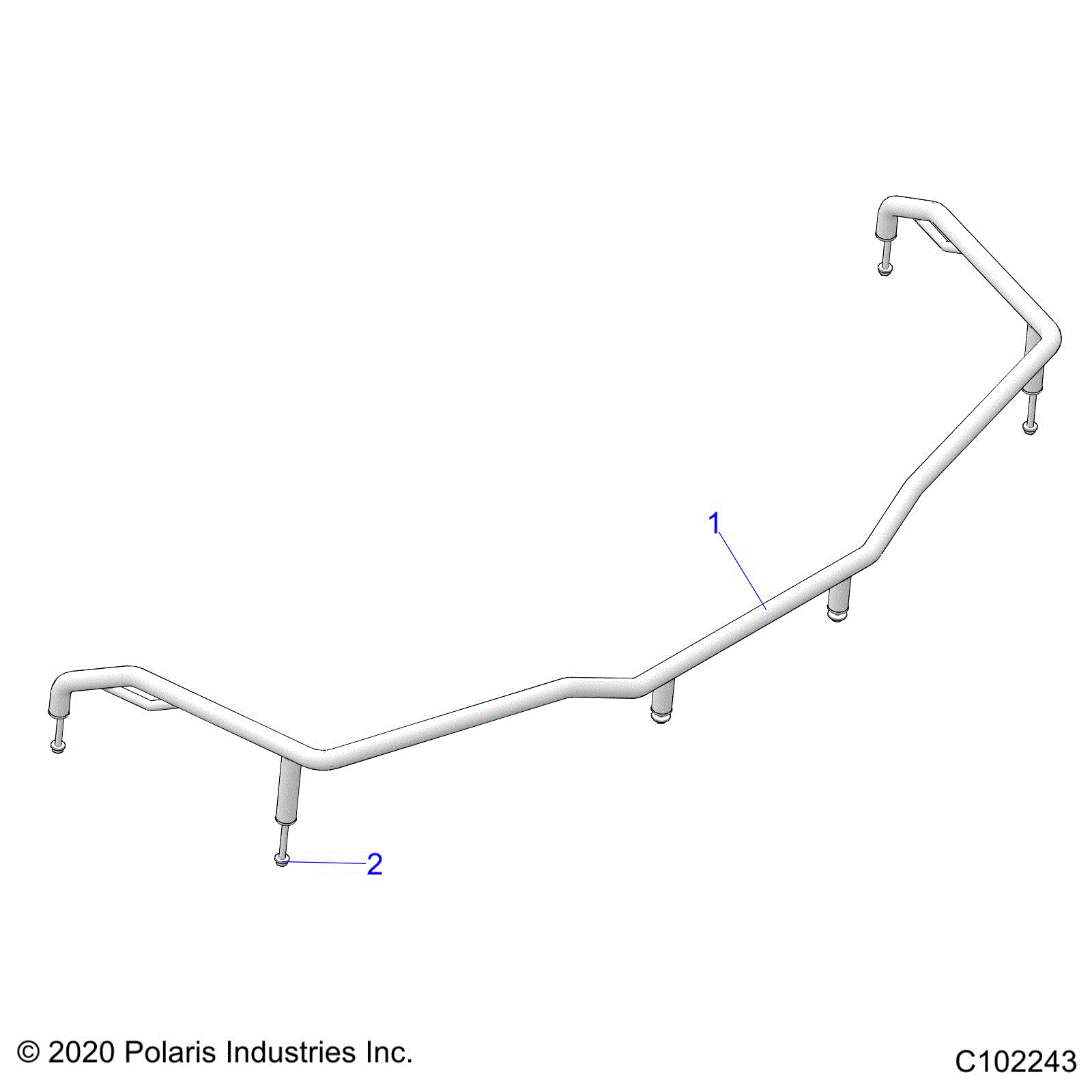 An Image of a Genuine Polaris Parts Schematic Diagram showing the schematic - BODY: FRONT RACK EXTENDER - 2021 POLARIS SPORTSMAN 570 6X6