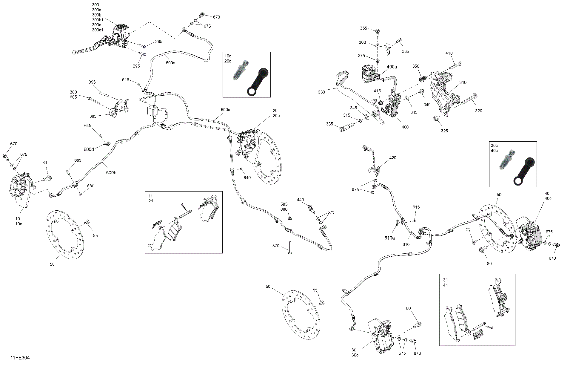An Image of a Genuine Can-Am Parts Schematic Diagram showing the schematic - MECHANIC - BRAKE SYSTEM