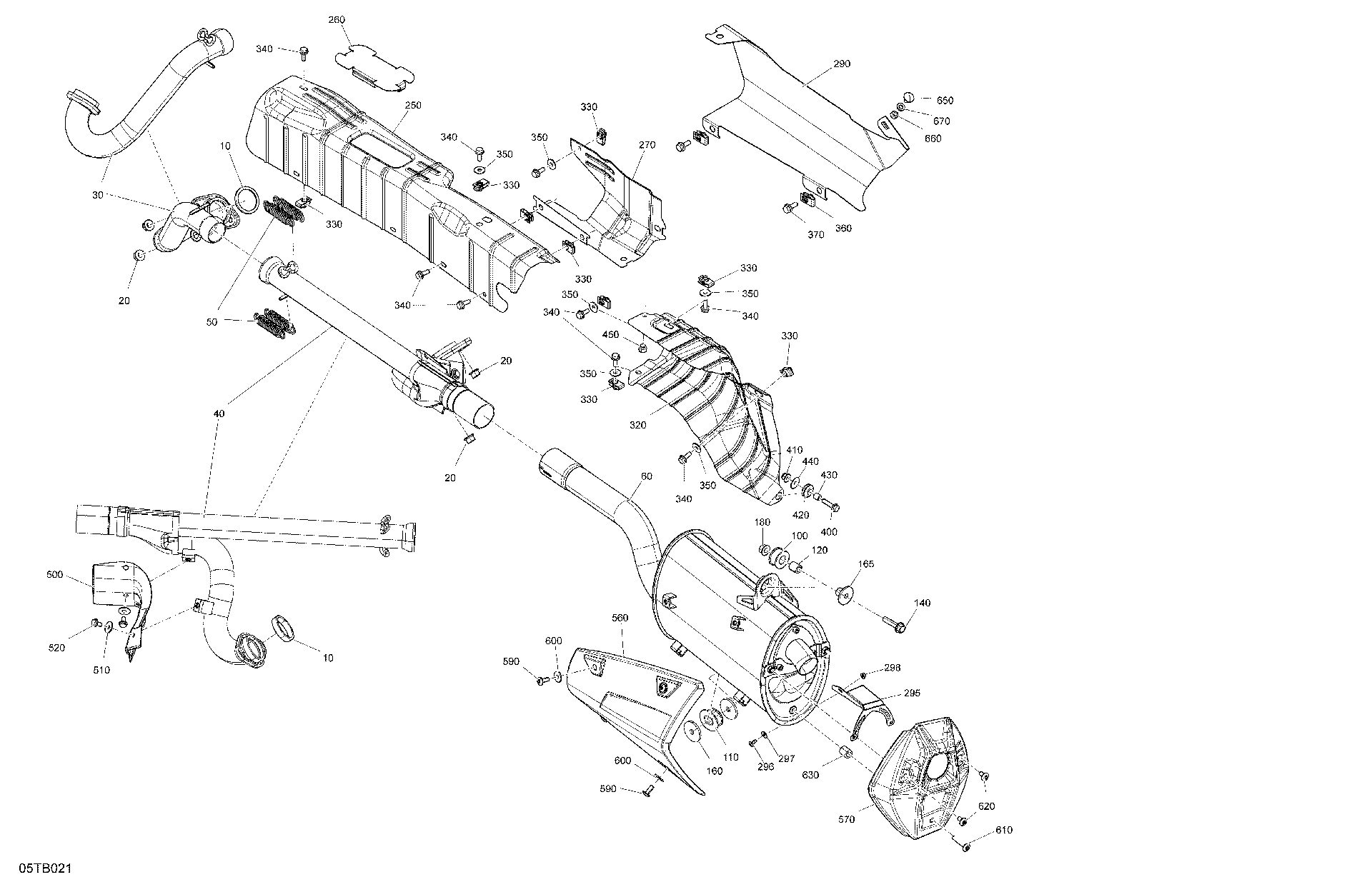 An Image of a Genuine Can-Am Parts Schematic Diagram showing the schematic - ENGINE - EXHAUST
