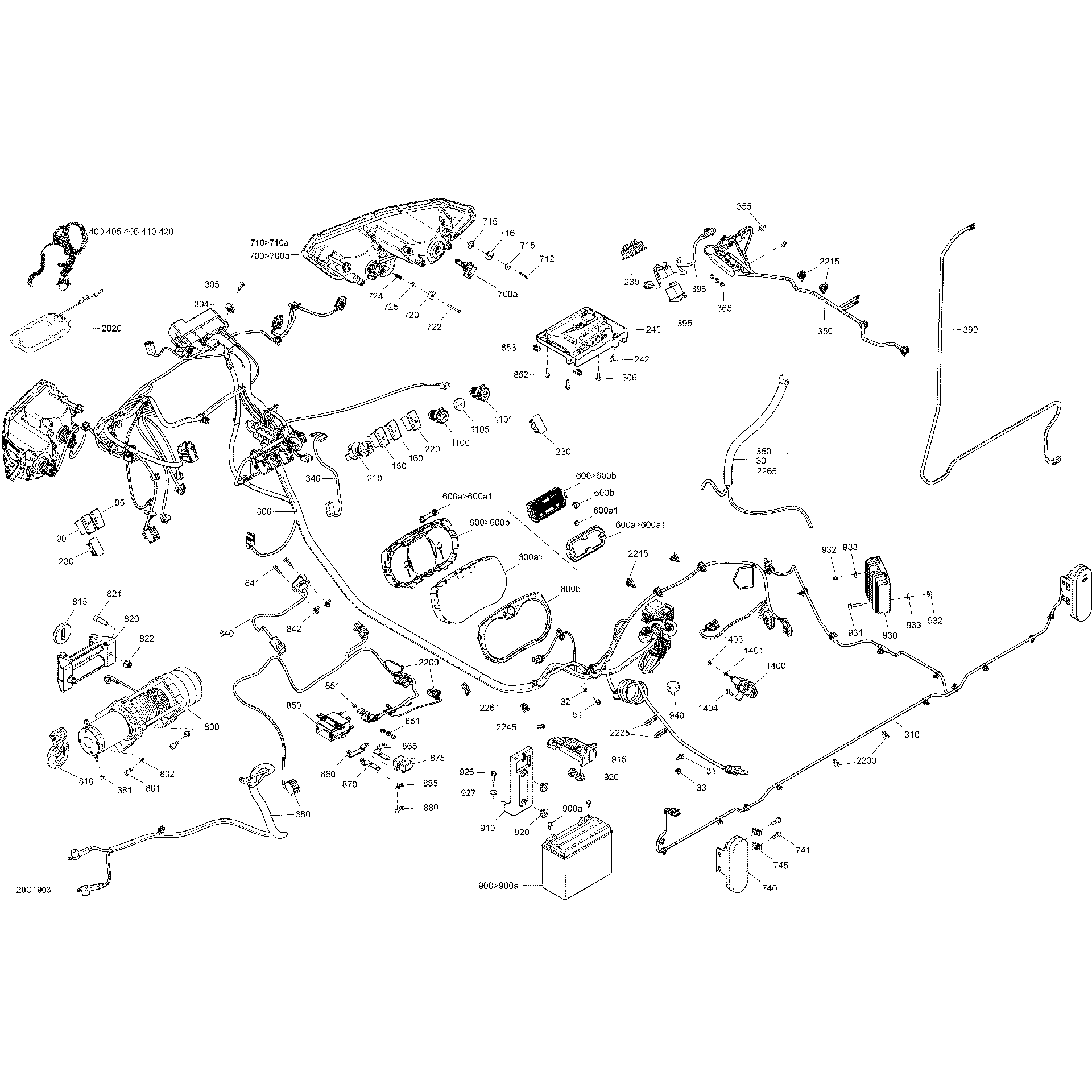 An Image of a Genuine Can-Am Parts Schematic Diagram showing the schematic - ELECTRICAL - HD10