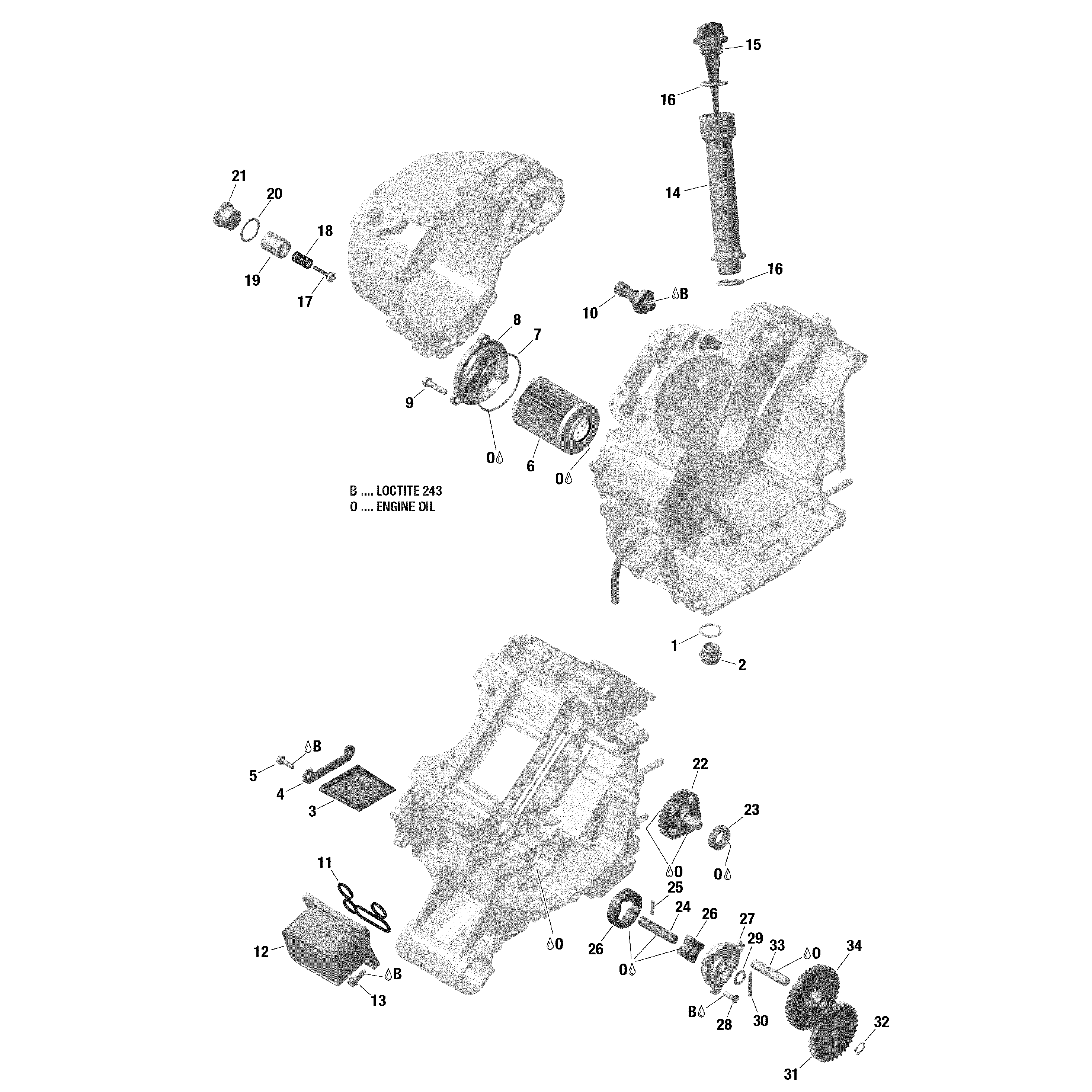 An Image of a Genuine Can-Am Parts Schematic Diagram showing the schematic - ENGINE LUBRICATION