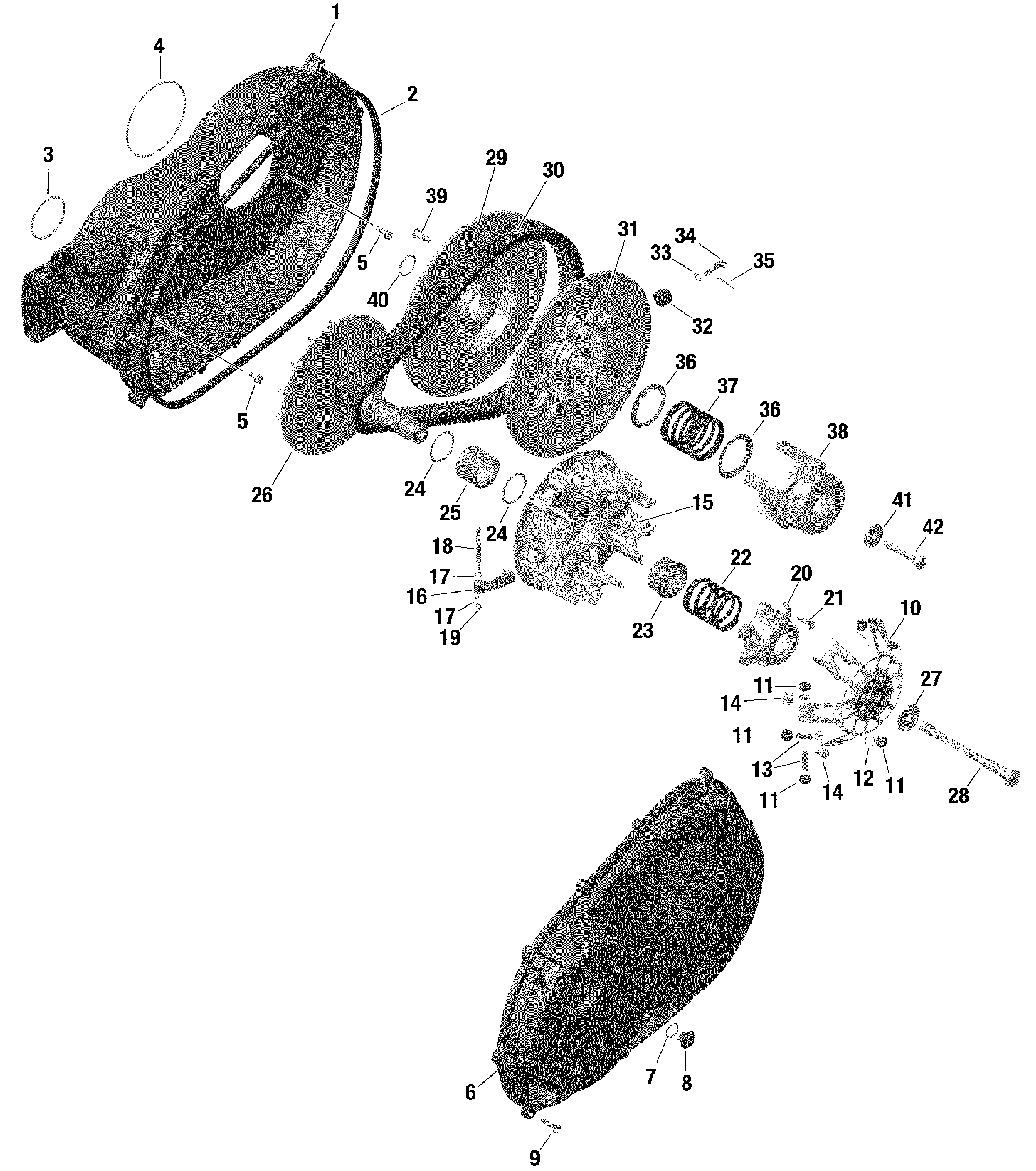 An Image of a Genuine Can-Am Parts Schematic Diagram showing the schematic - TRANSMISSION