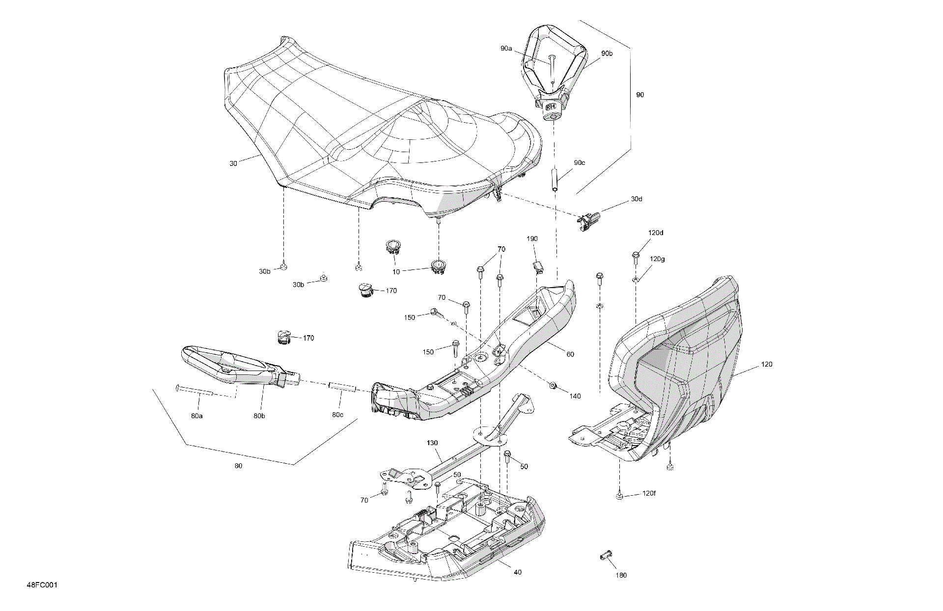 An Image of a Genuine Can-Am Parts Schematic Diagram showing the schematic - BODY - SEAT
