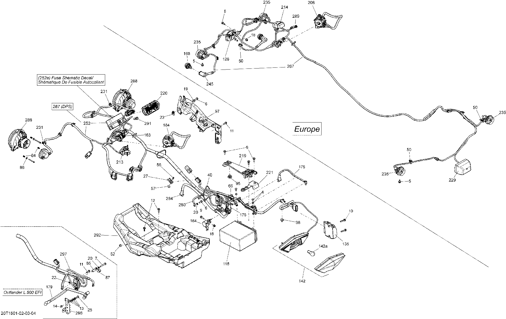 An Image of a Genuine Can-Am Parts Schematic Diagram showing the schematic - ELECTRICAL SYSTEM _20T1503