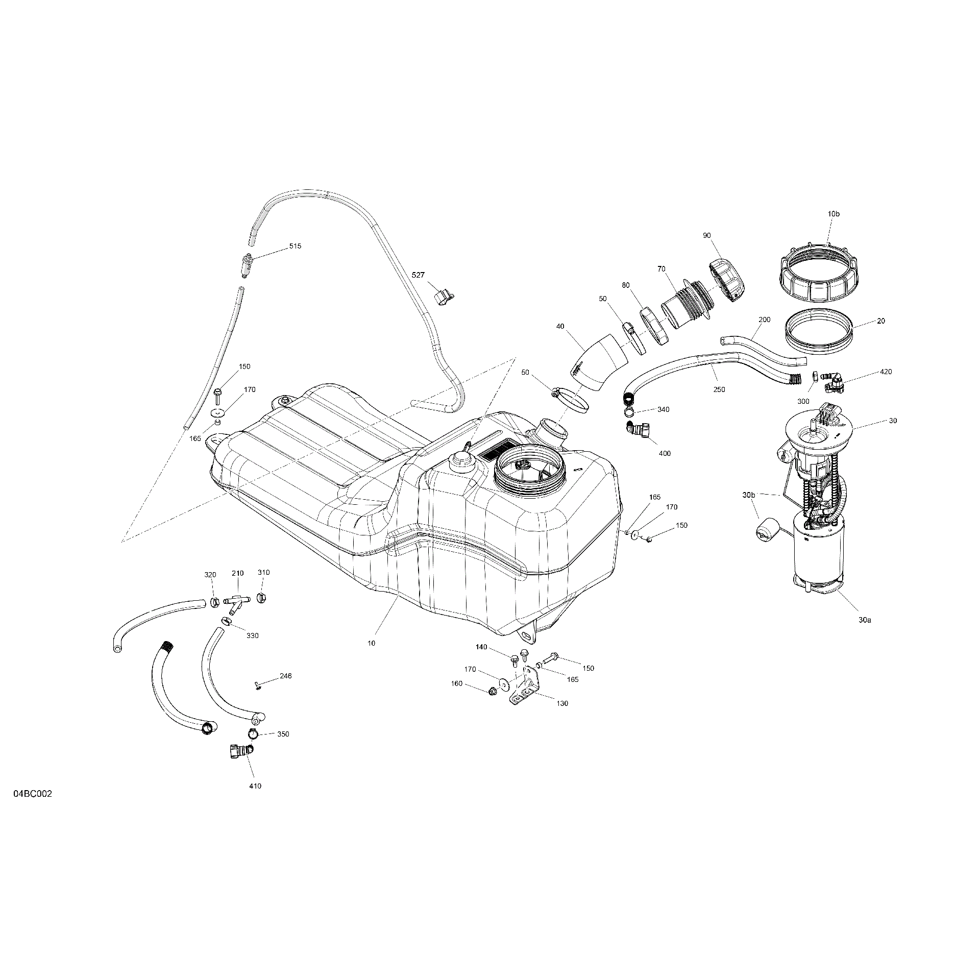 An Image of a Genuine Can-Am Parts Schematic Diagram showing the schematic - ENGINE - FUEL - NO EVAP