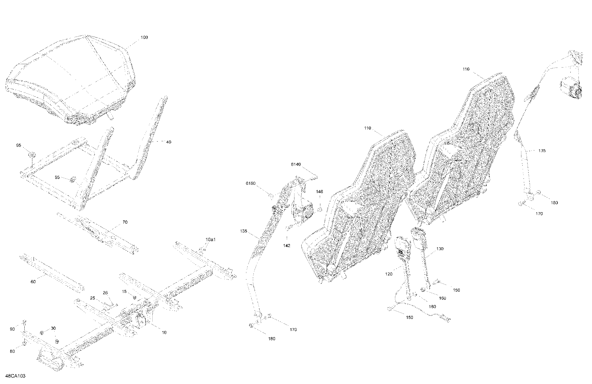An Image of a Genuine Can-Am Parts Schematic Diagram showing the schematic - BODY - SEAT - FRONT SECTION