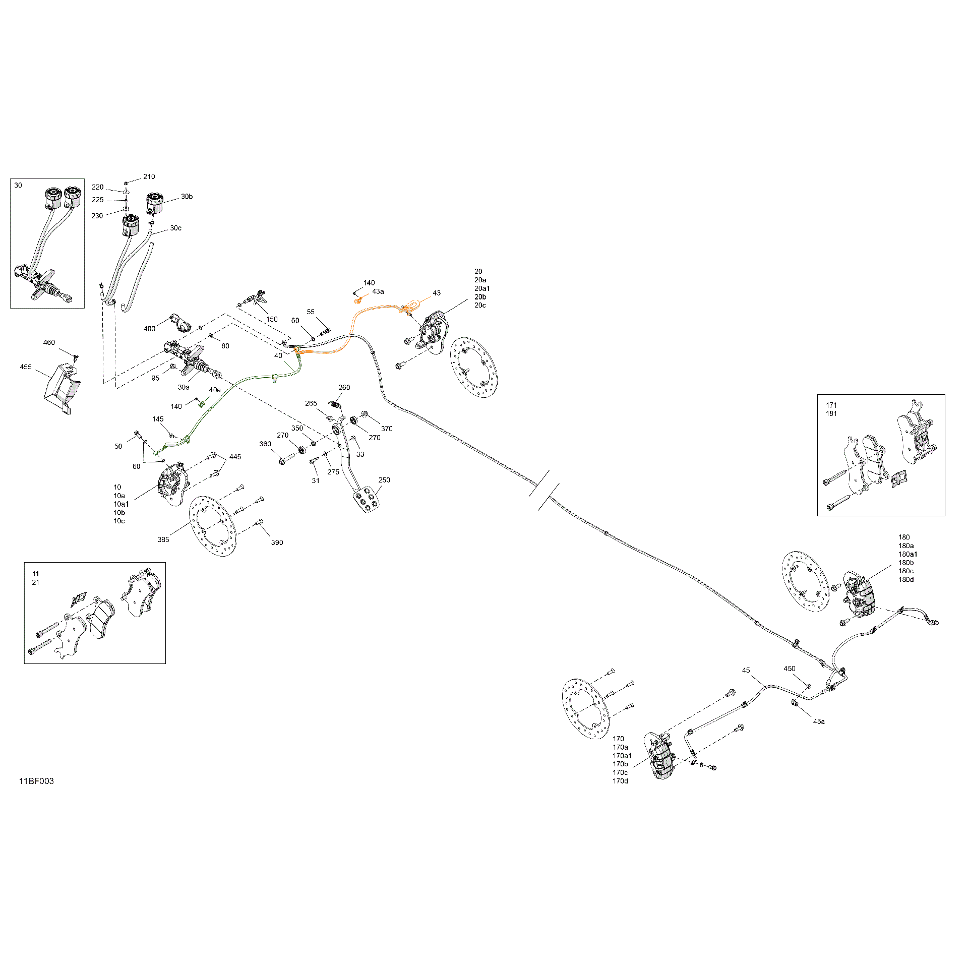 An Image of a Genuine Can-Am Parts Schematic Diagram showing the schematic - MECHANIC - BRAKE SYSTEM