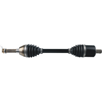 Heavy-duty Polaris Sportsman Ace front left and right CV axle kit with black metal shaft and protective rubber boots.