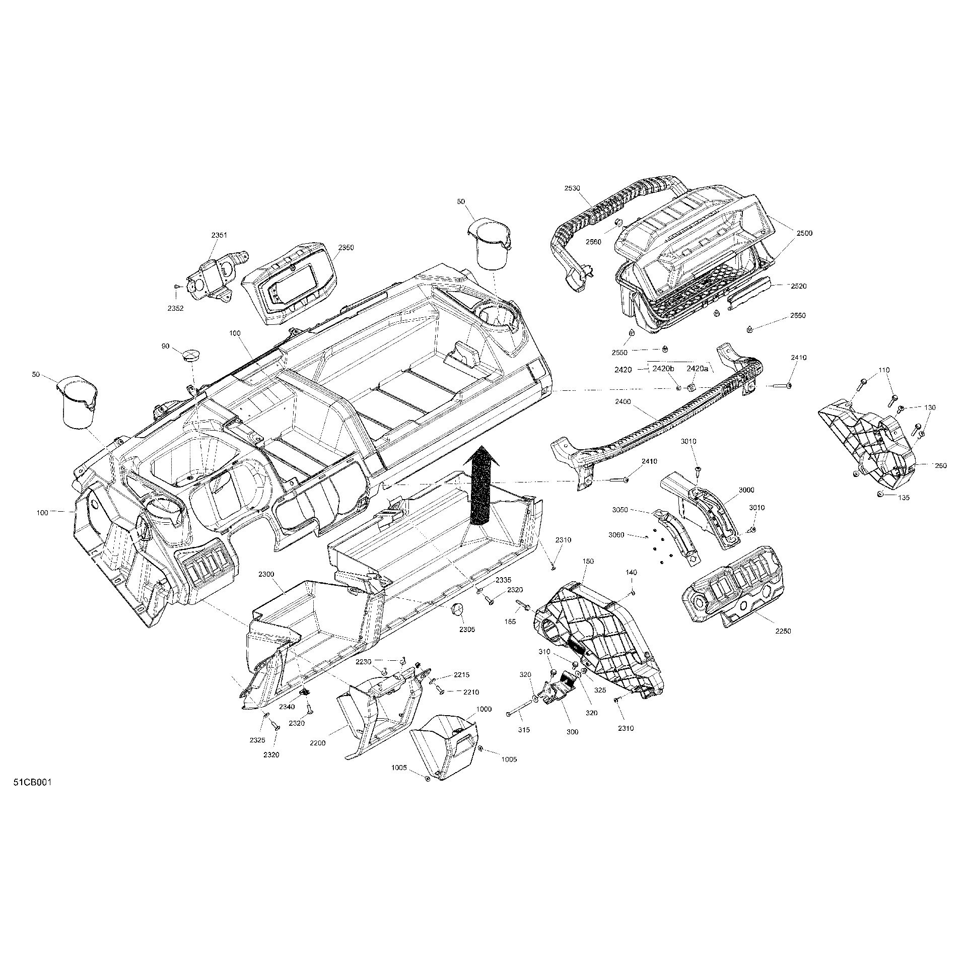 An Image of a Genuine Can-Am Parts Schematic Diagram showing the schematic - CAB INTERIOR - DASHBOARD