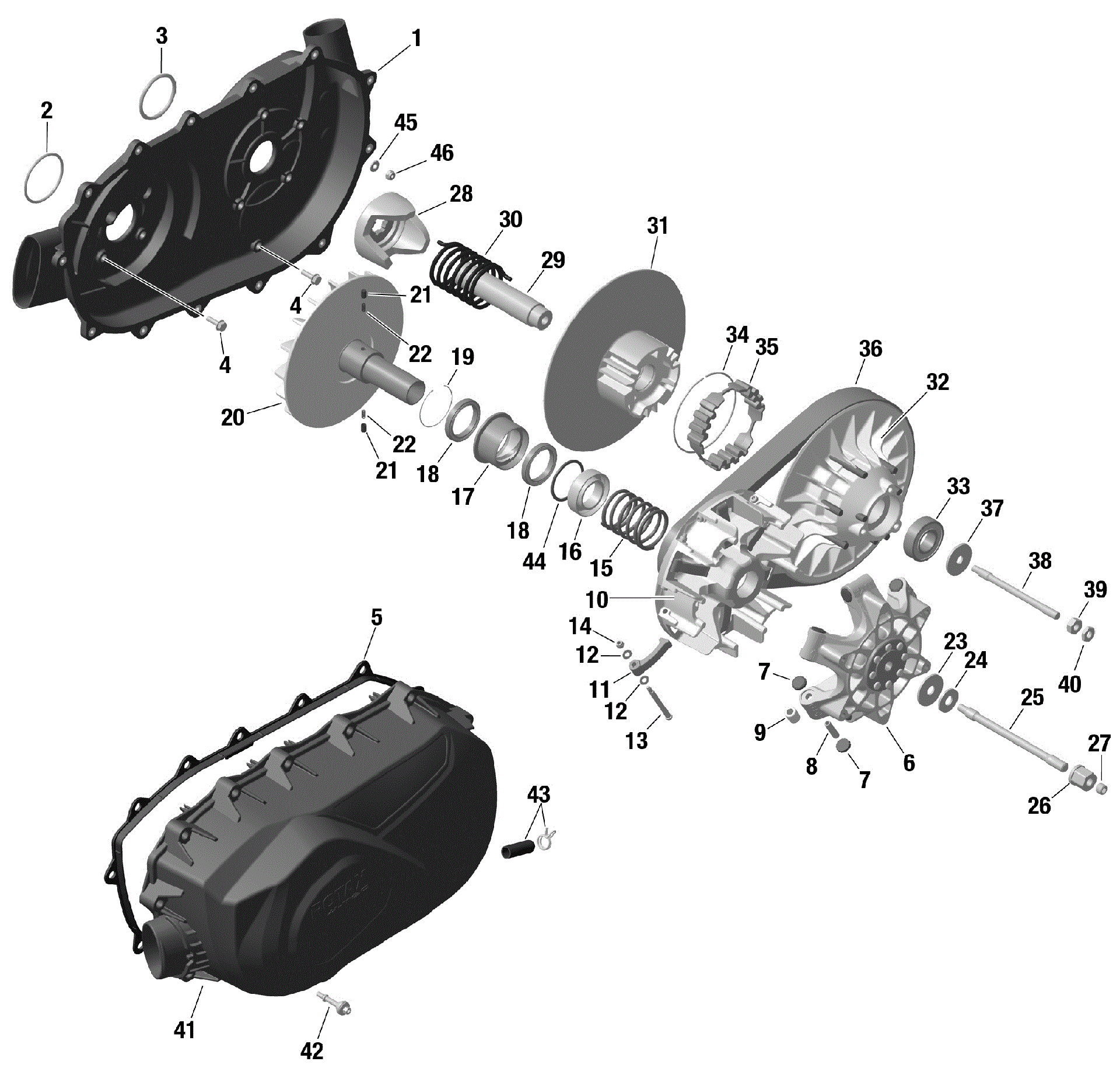 An Image of a Genuine Can-Am Parts Schematic Diagram showing the schematic - ROTAX - CVT