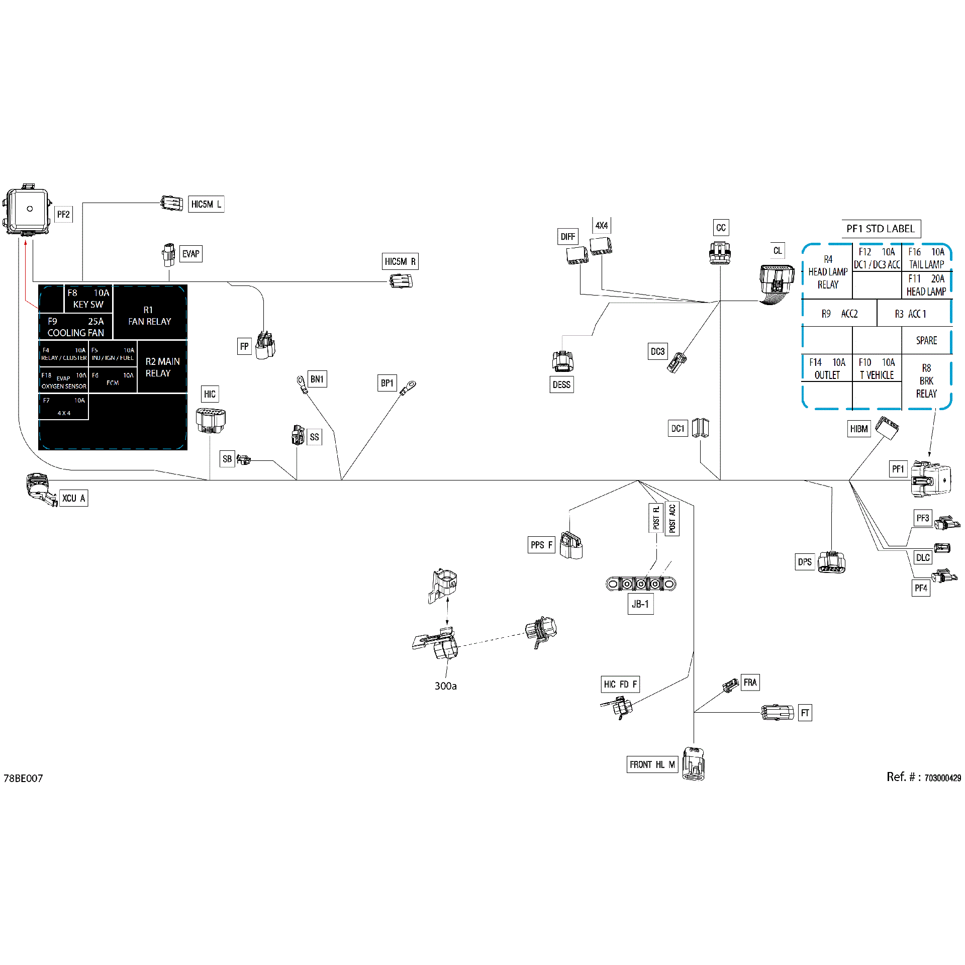 An Image of a Genuine Can-Am Parts Schematic Diagram showing the schematic - ELECTRIC - MAIN HARNESS - 710008857